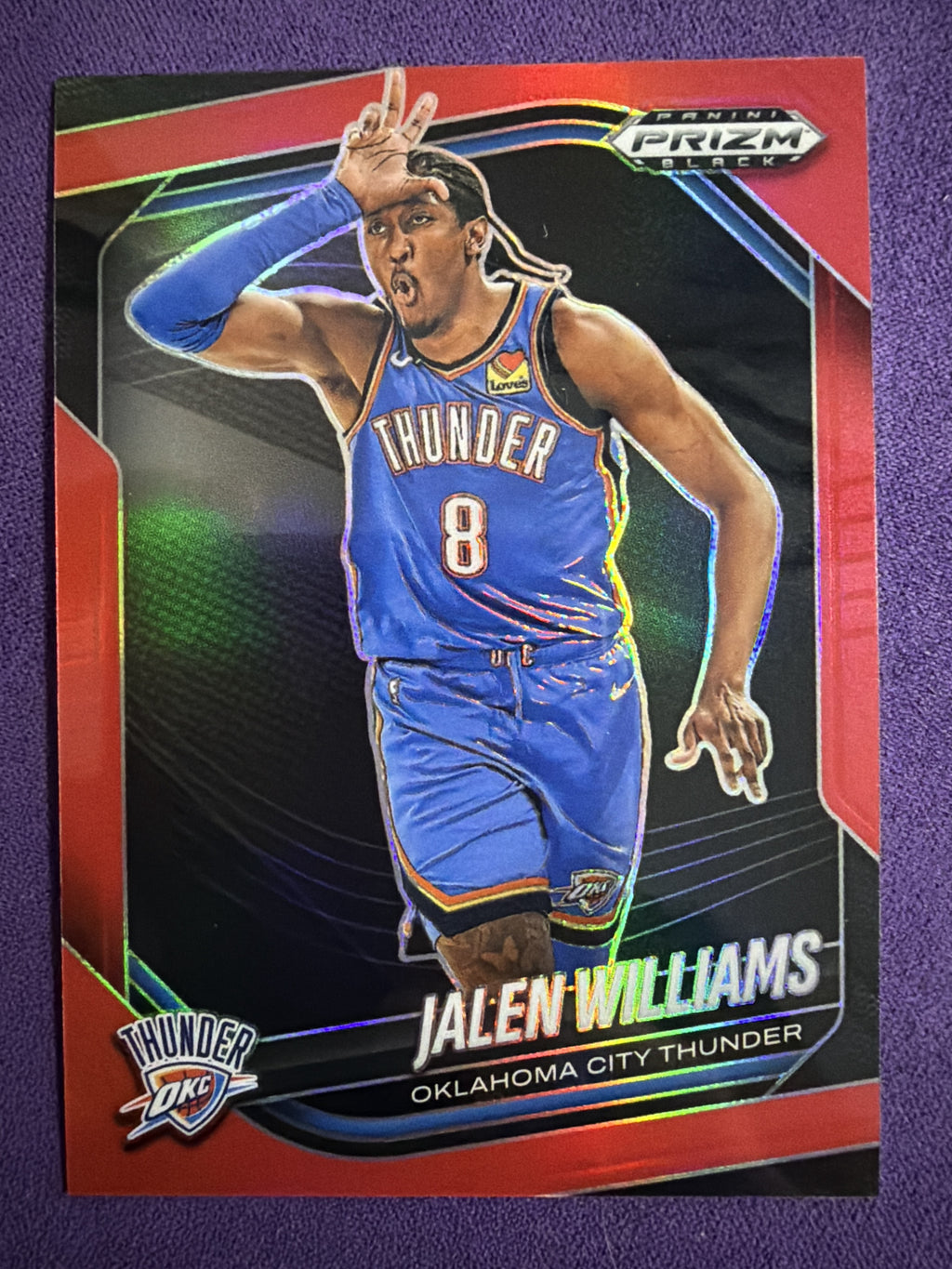 2024-25 Panini Prizm Black Jalen Williams Red Prizms /299 #15 OKC Thunder