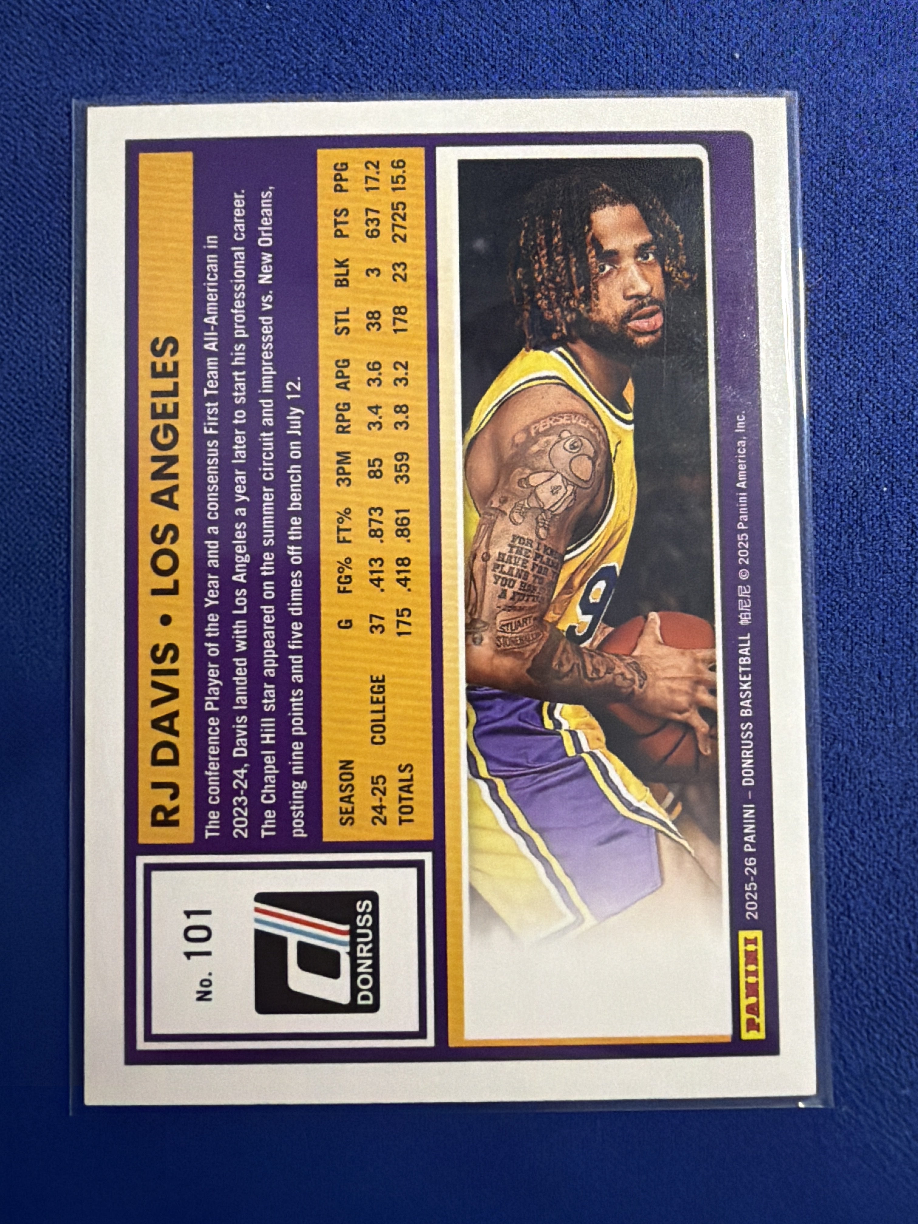 2025-26 Donruss RJ Davis Cosmic #101 /65 SP Rated Rookie Lakers