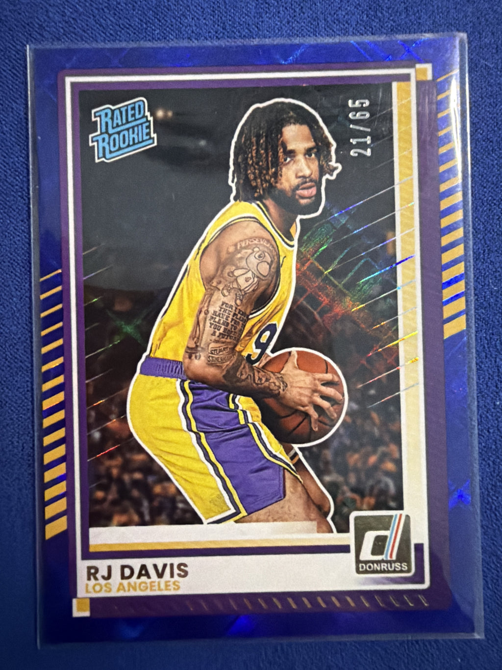 2025-26 Donruss RJ Davis Cosmic #101 /65 SP Rated Rookie Lakers