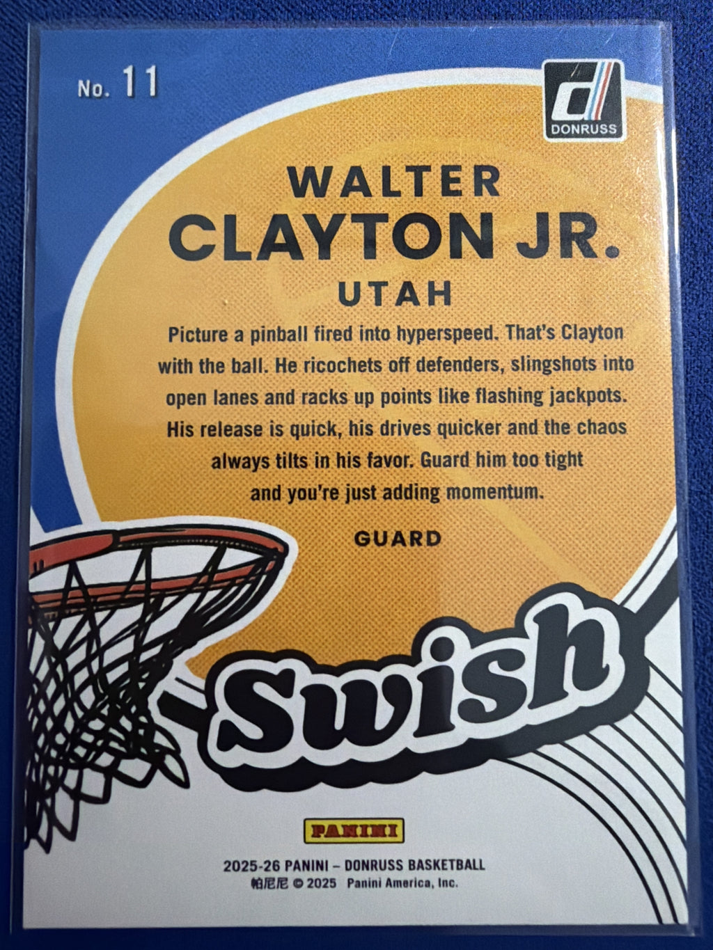 2025-26 Donruss Walter Clayton Jr Swish Explosion #11 /99 SP RC Jazz