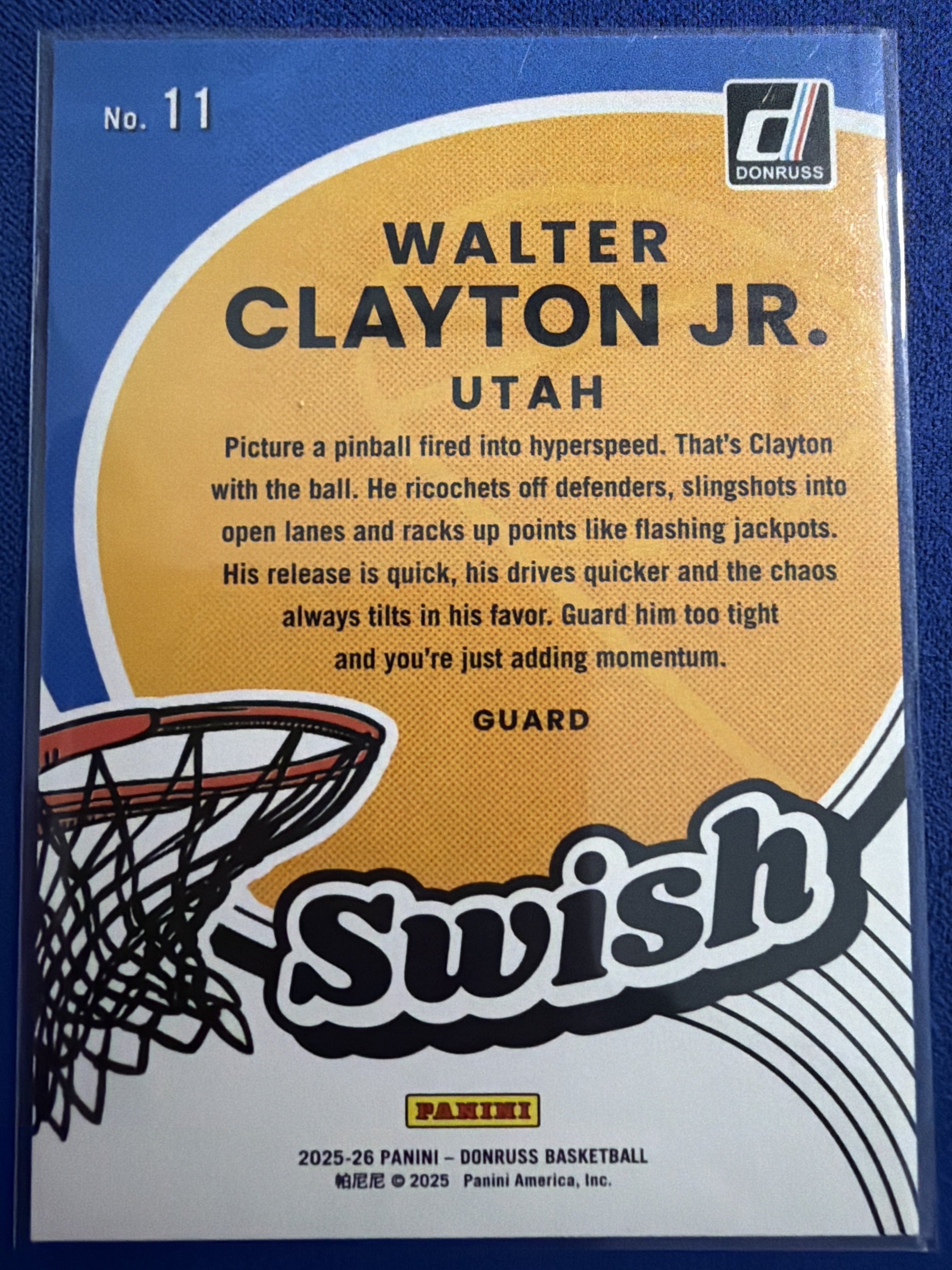 2025-26 Donruss Walter Clayton Jr Swish Explosion #11 /99 SP RC Jazz