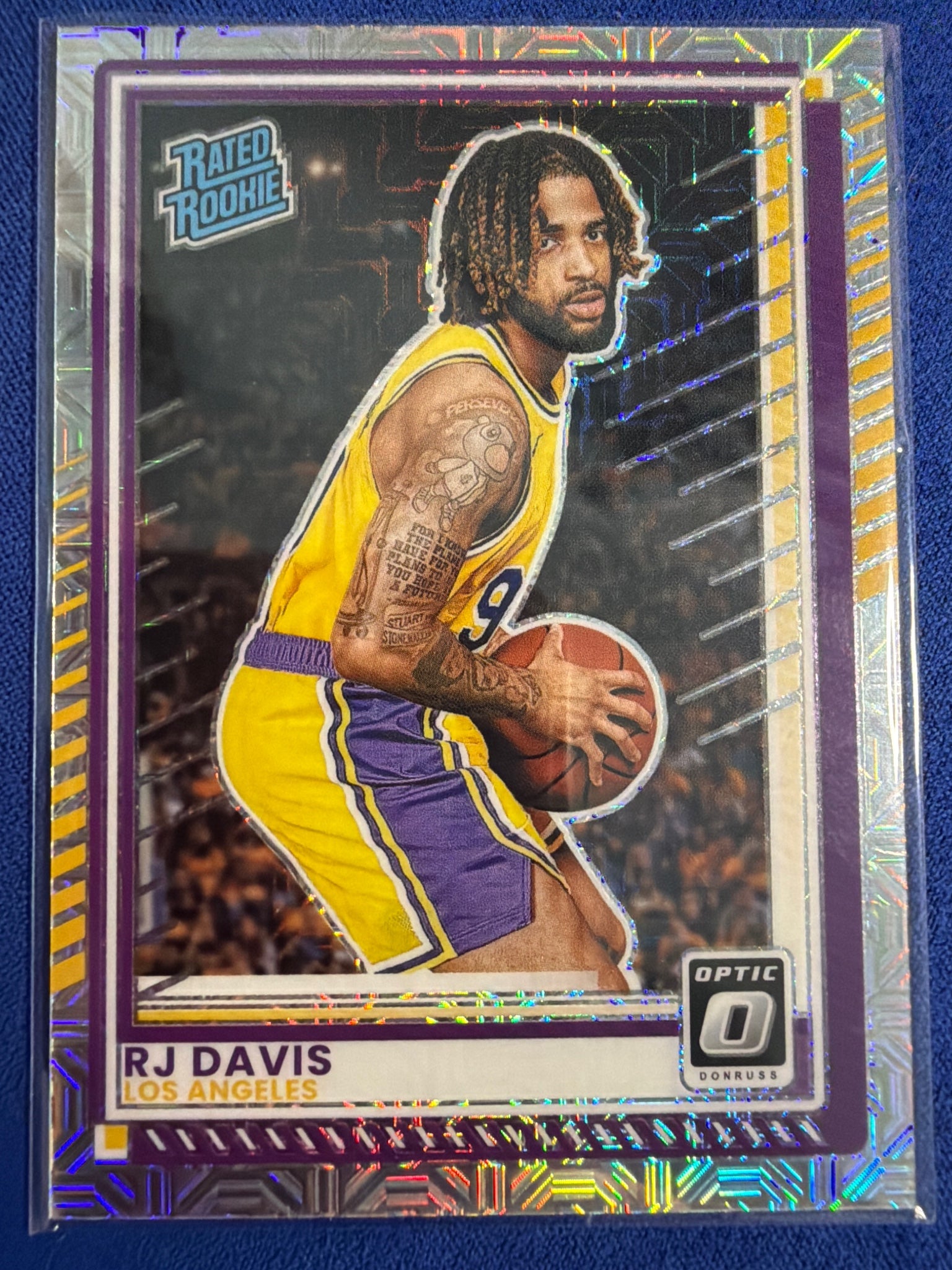 2025-26 Donruss RJ Davis Optic Mojo Prizm /125 #101 Rated Rookie Lakers