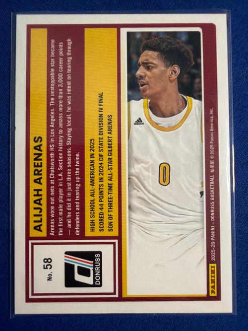2025-26 Donruss Alijah Arenas Hyper Parallel #/125 #58 Rated Prospect USC