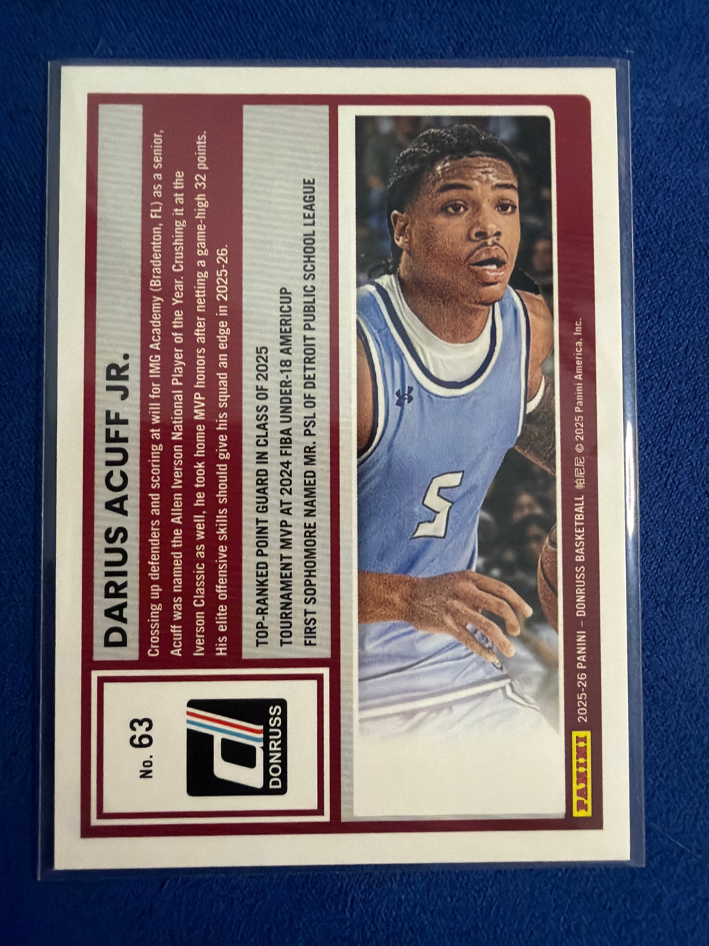 2025-26 Donruss Darius Acuff Jr Yellow Stars #/149 #63 Rated Prospect Arkansas