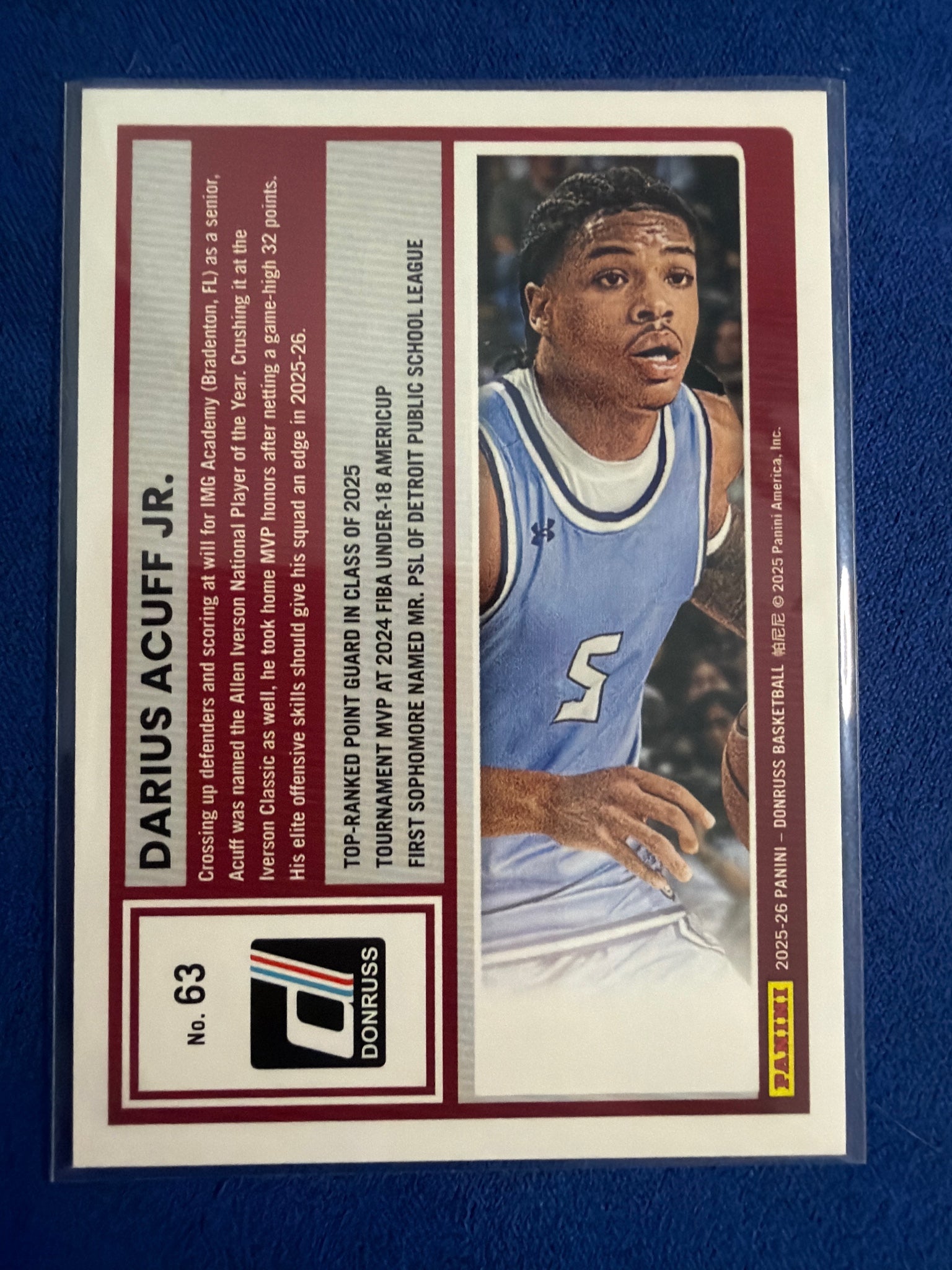 2025-26 Donruss Darius Acuff Jr Yellow Stars #/149 #63 Rated Prospect Arkansas