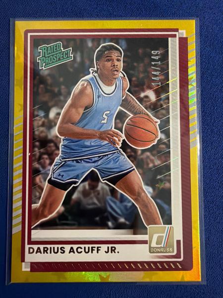2025-26 Donruss Darius Acuff Jr Yellow Stars #/149 #63 Rated Prospect Arkansas
