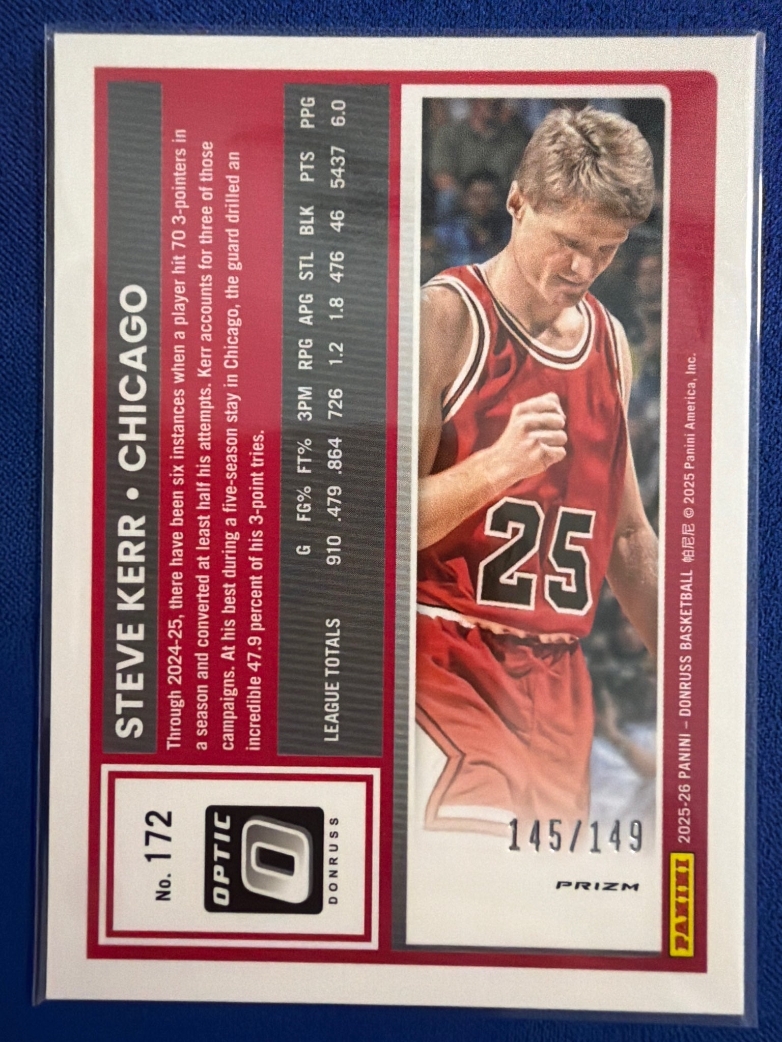 2025-26 Donruss Steve Kerr Optic Stars Prizm #/149 #172 Chicago Bulls