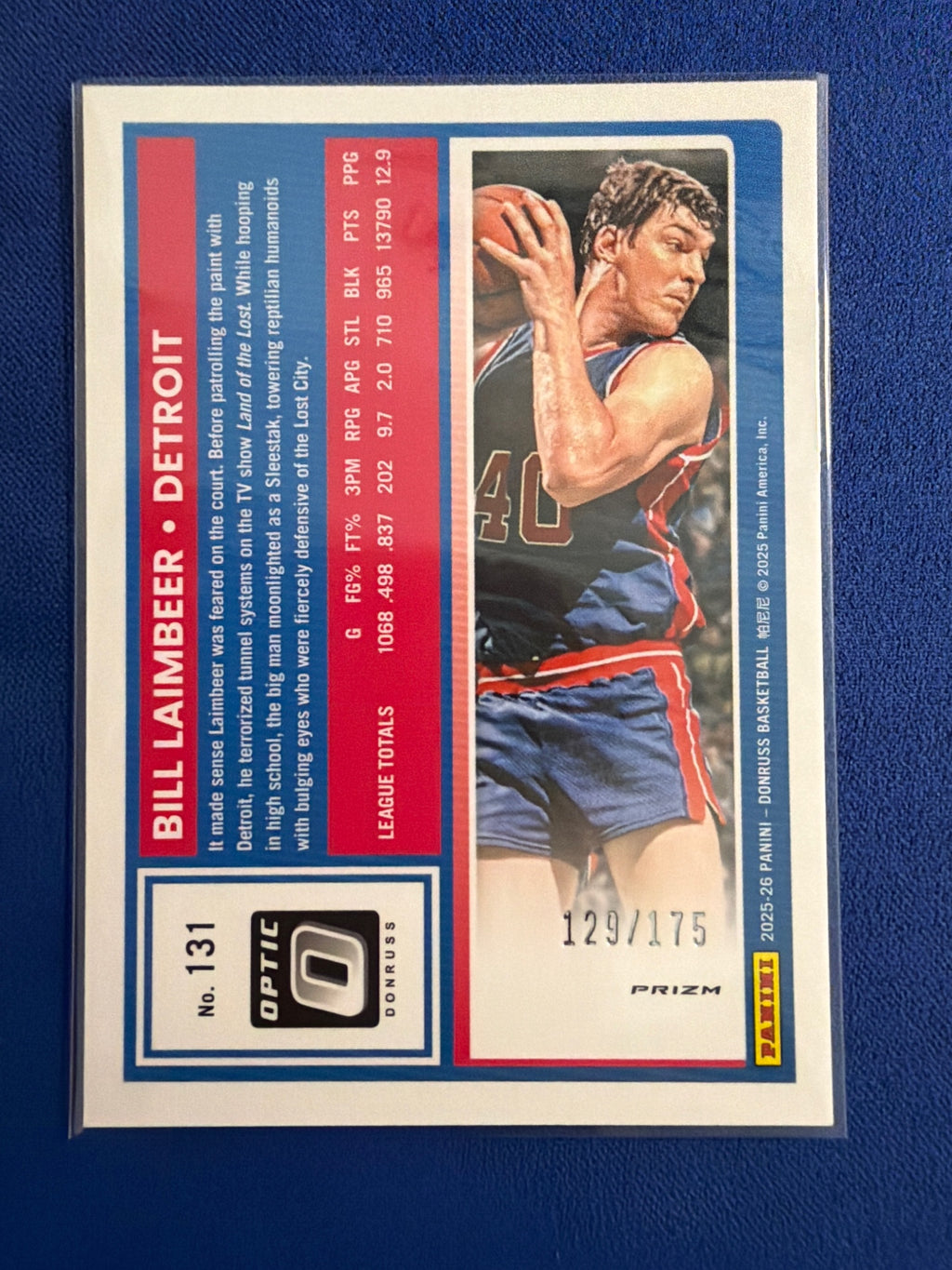 2025-26 Donruss Bill Laimbeer Optic Orange #/175 #131 Detroit Pistons