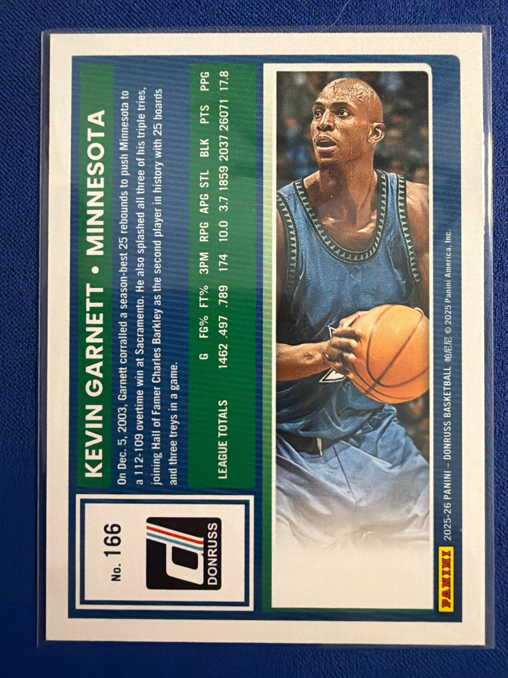 2025-26 Donruss Kevin Garnett Holo Laser #/199 #166 Minnesota Timberwolves
