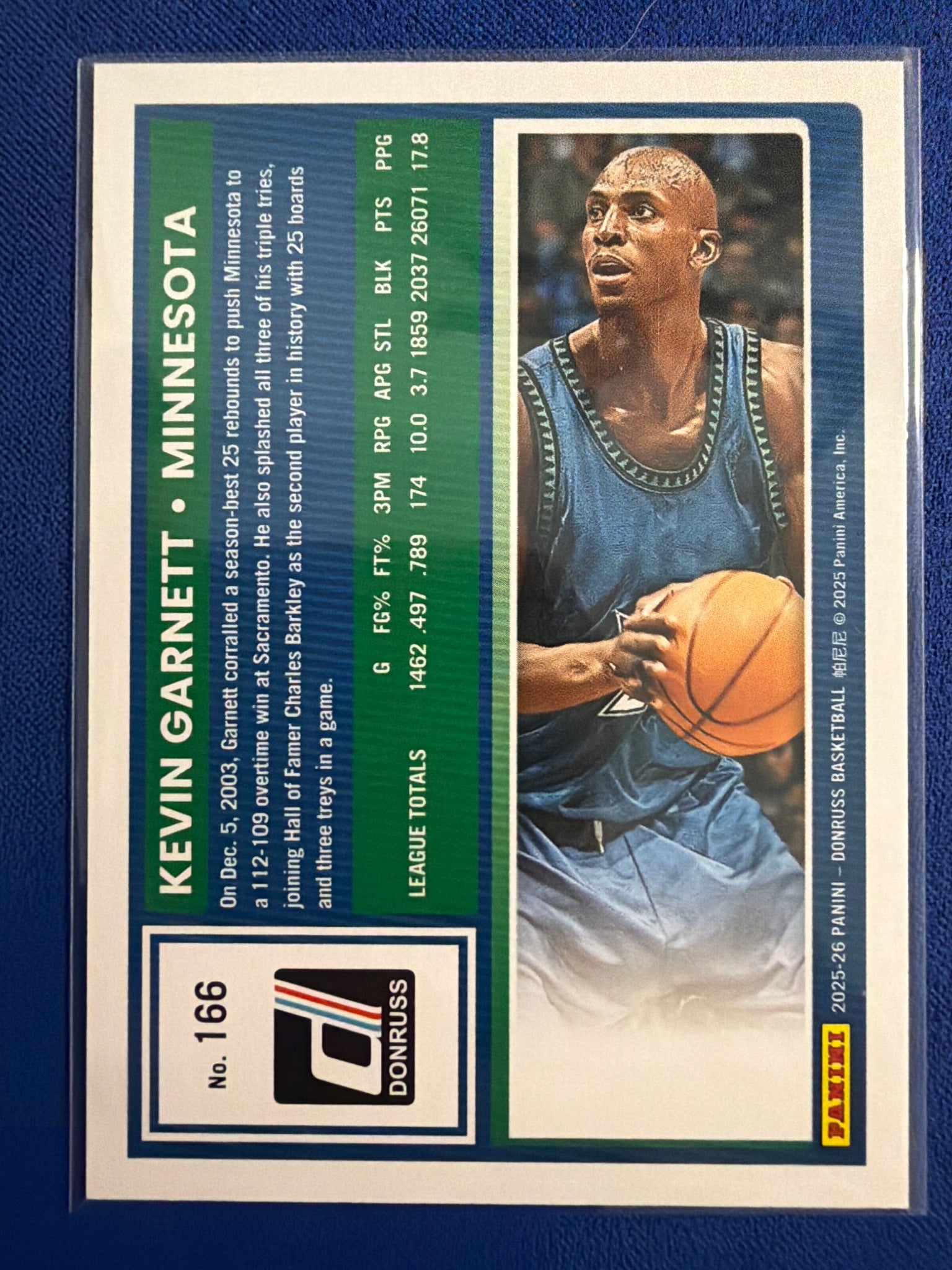 2025-26 Donruss Kevin Garnett Holo Laser #/199 #166 Minnesota Timberwolves
