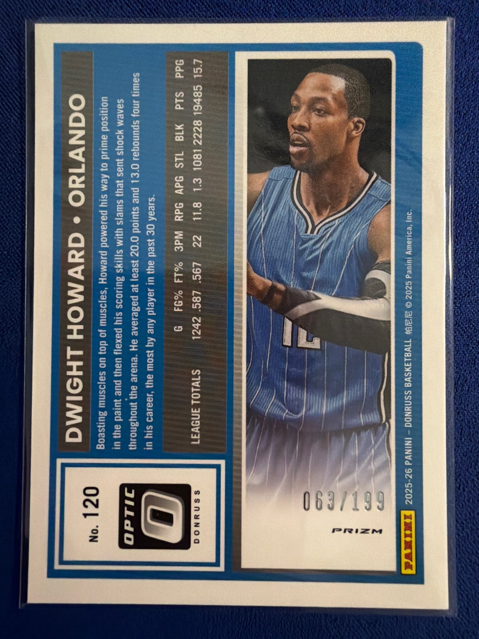 2025-26 Donruss Dwight Howard Optic Orange Shock #/199 #120 Orlando Magic