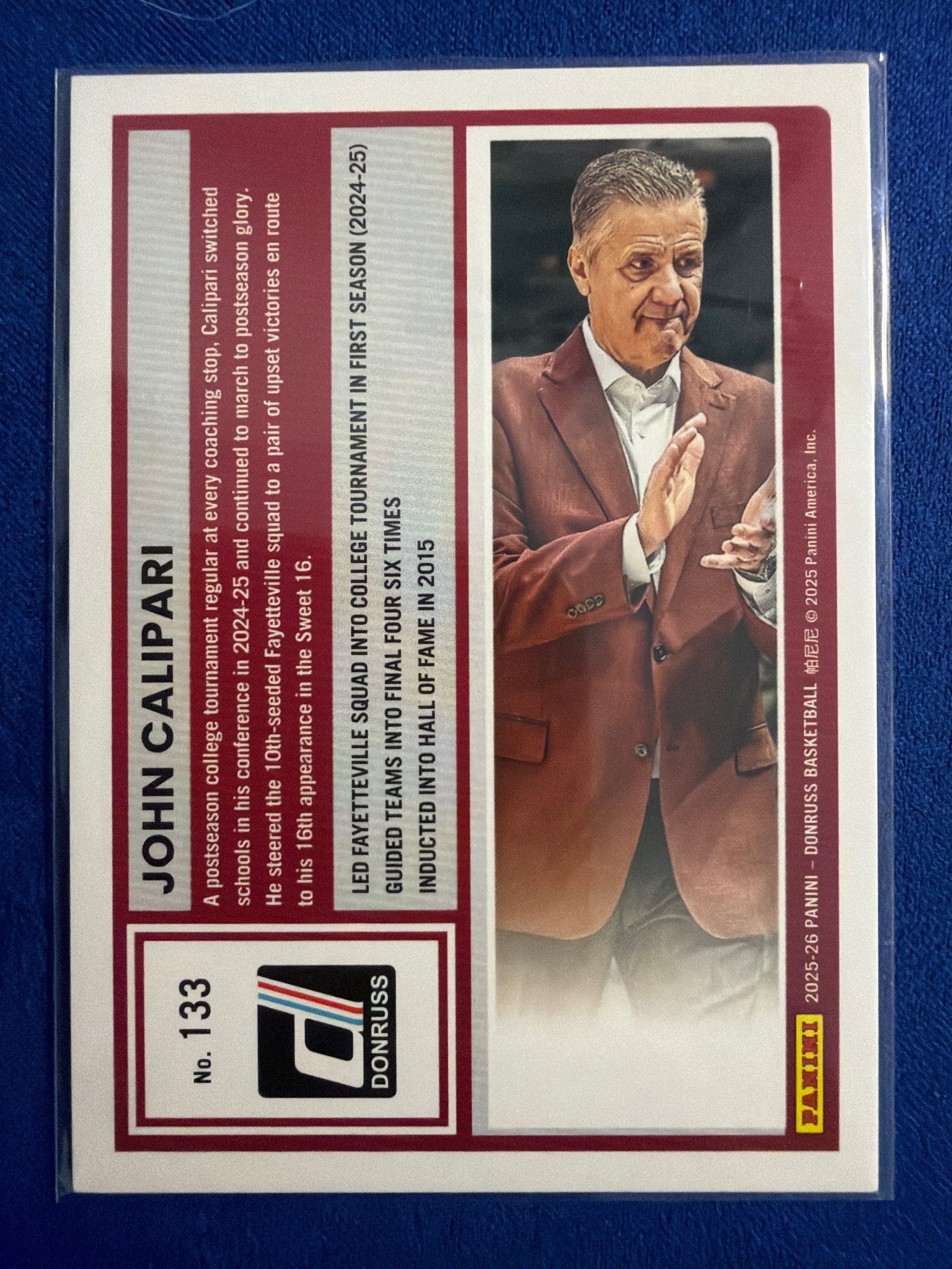 2025-26 Donruss John Calipari Red Cubic #/249 #133 Arkansas Razorbacks