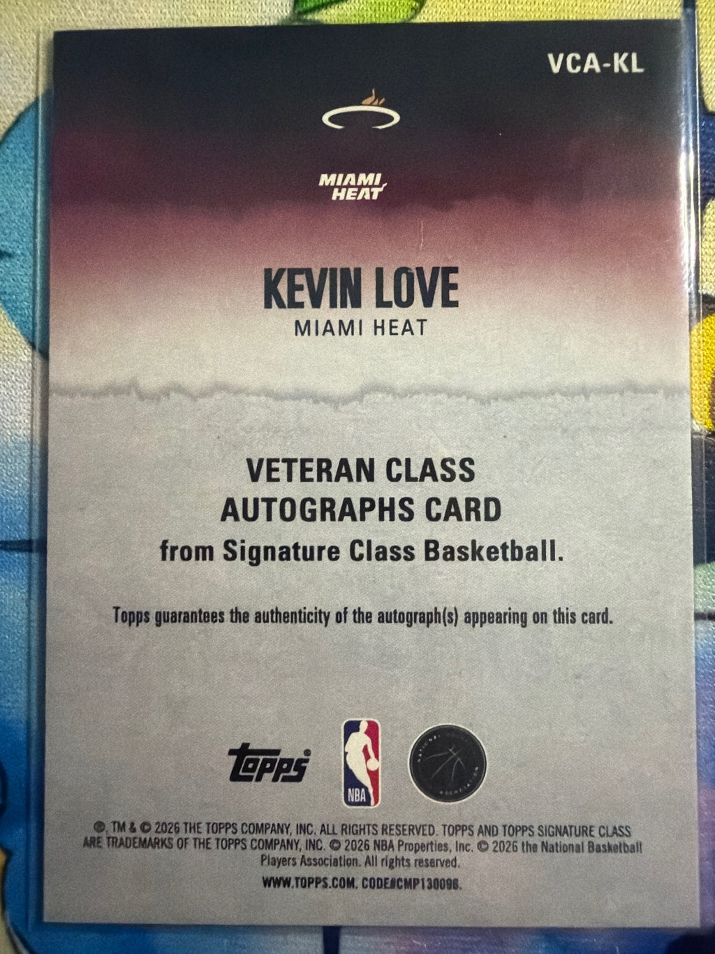 2025-26 Topps Signature Class Kevin Love Veteran Class Auto #VCA-KL Heat