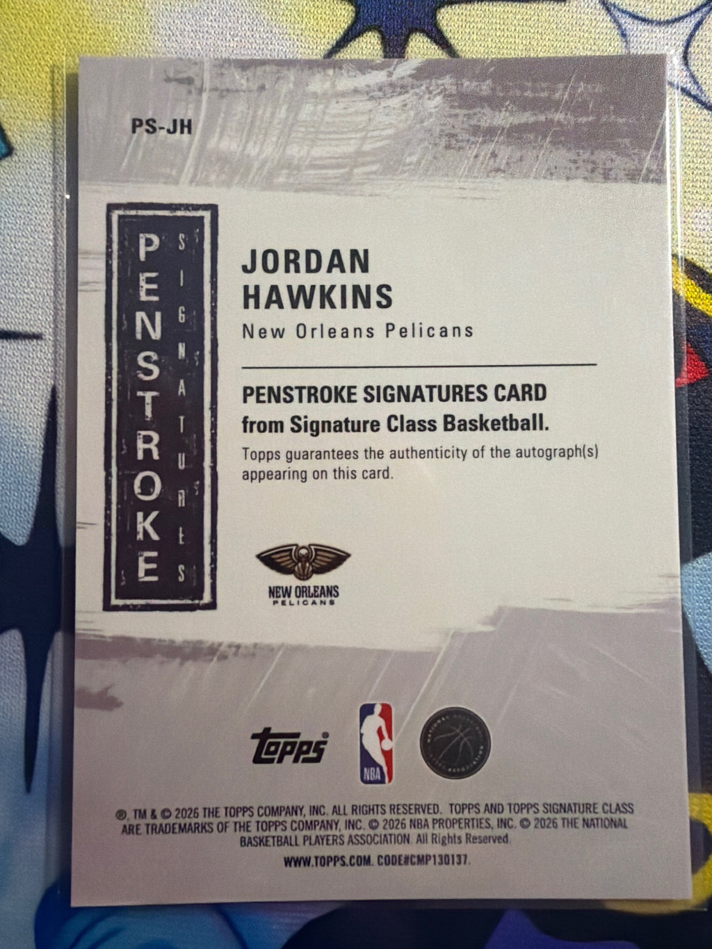 2025-26 Topps Signature Class Jordan Hawkins Penstroke Auto #PS-JH Pelicans