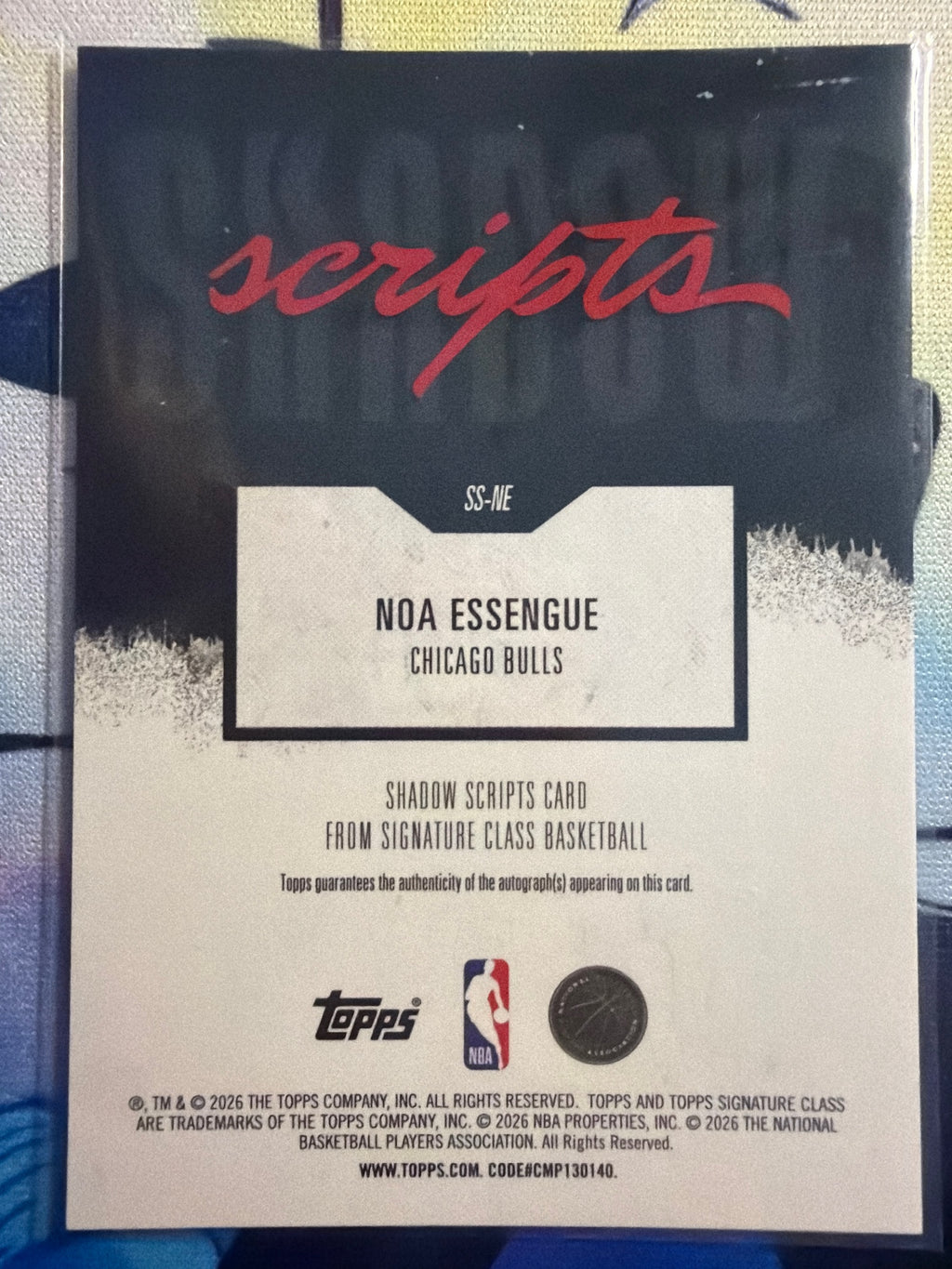 2025-26 Topps Signature Class Noa Essengue Shadow Scripts Auto #SS-NE Bulls RC
