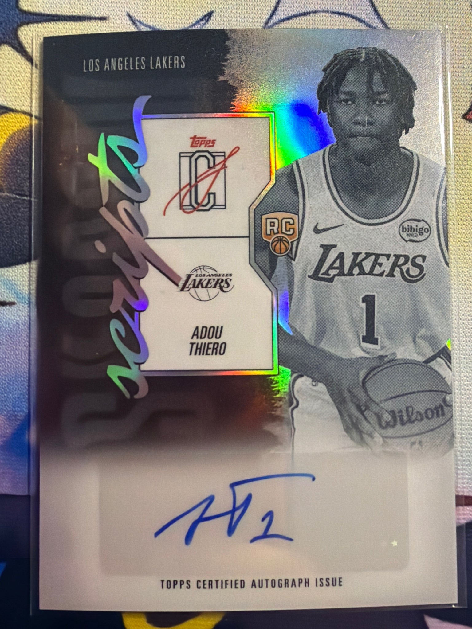 2025-26 Topps Signature Class Adou Thiero Shadow Scripts Auto #SS-AT Lakers RC
