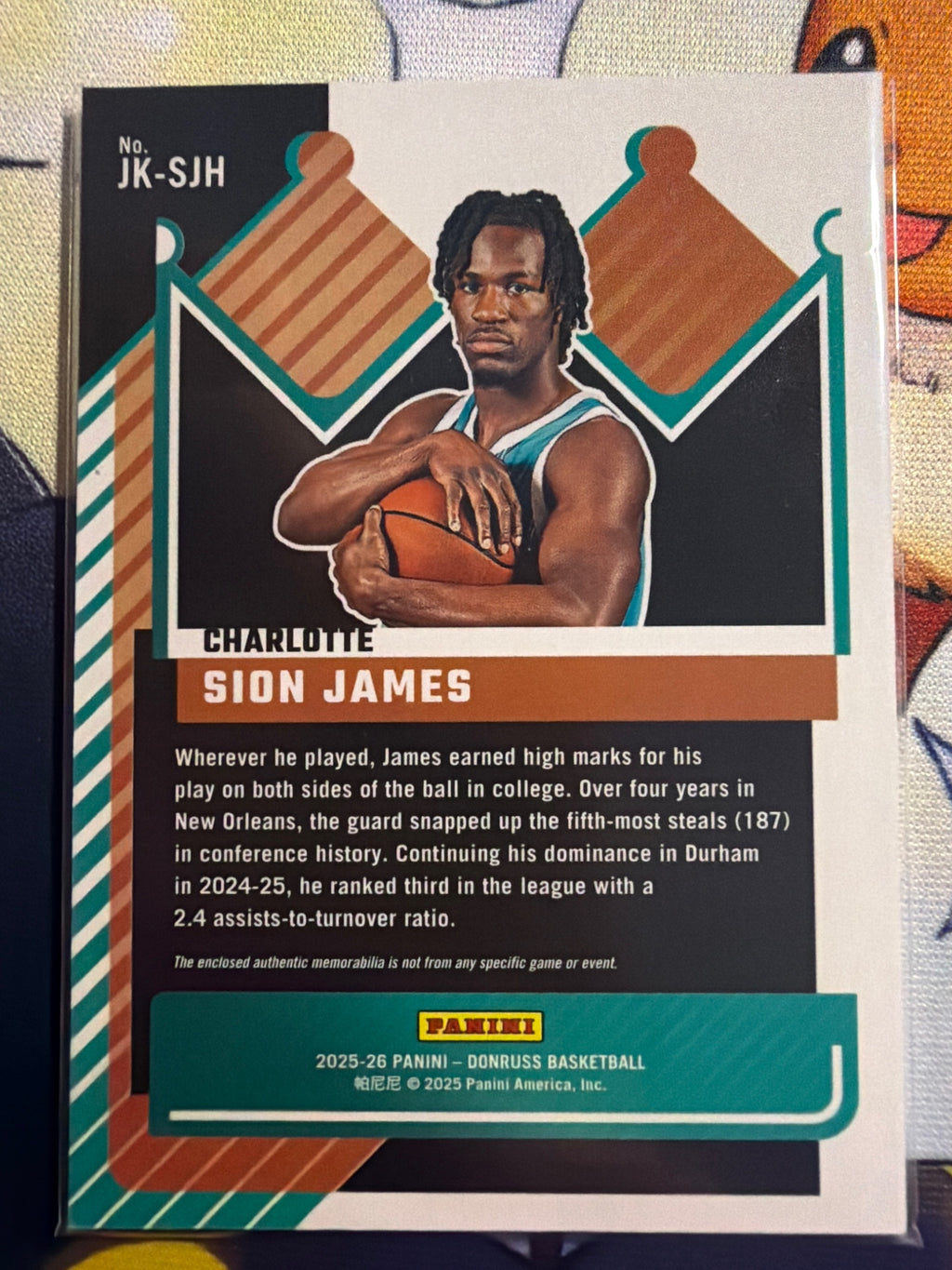 2025-26 Donruss Sion James Jersey Kings Patch Relic #JK-SJH Hornets RC