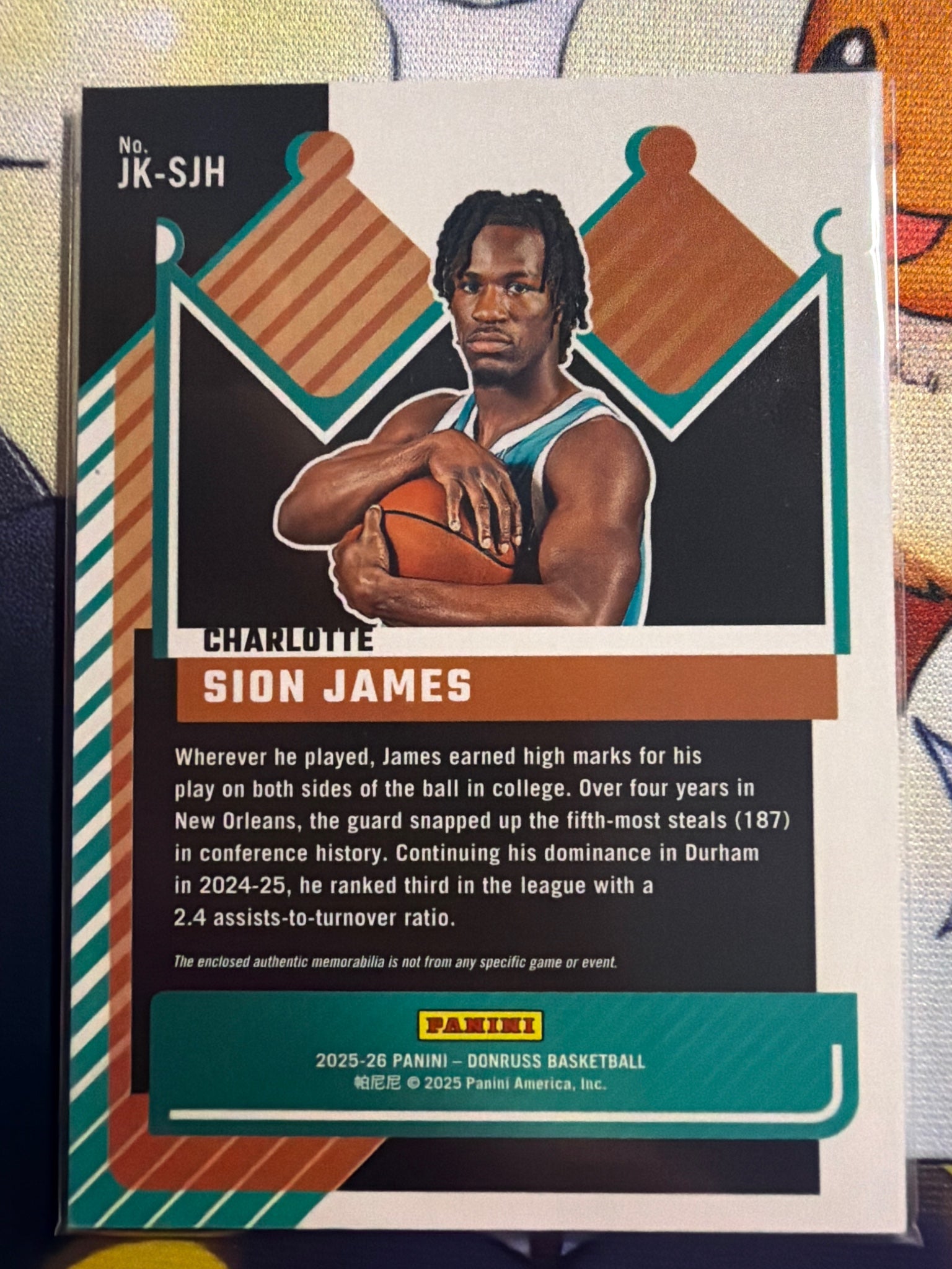 2025-26 Donruss Sion James Jersey Kings Patch Relic #JK-SJH Hornets RC