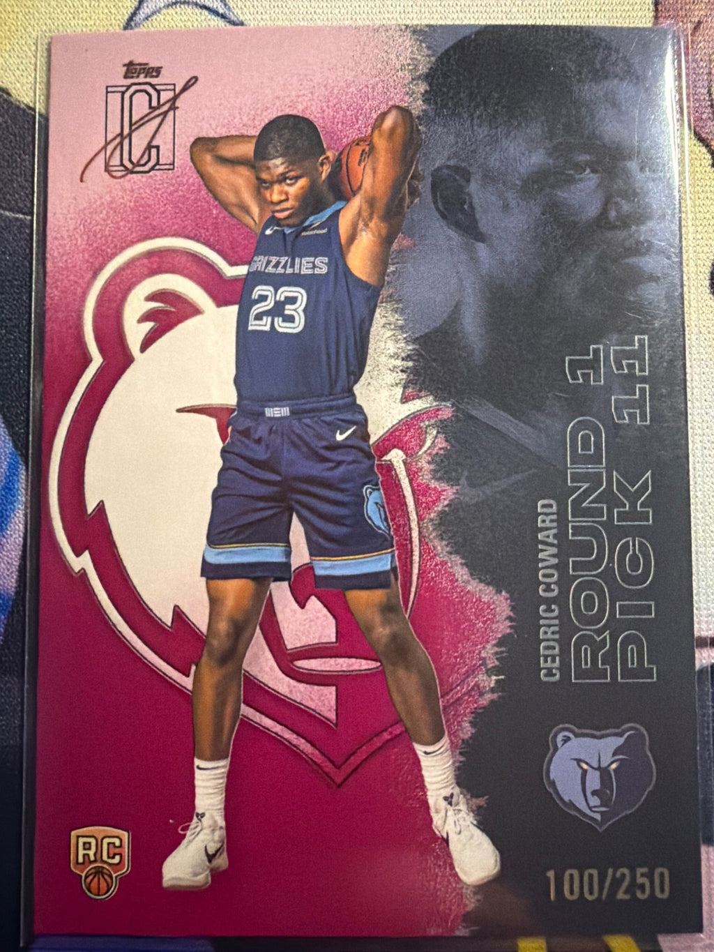 Topps Signature Cedric Coward Chrome Magenta Refractor /250 #108 Grizzlies RC