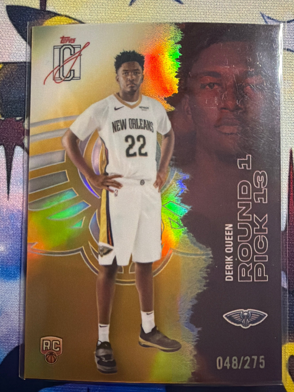 Topps Signature Derik Queen Chrome Yellow Refractor /275 #110 Pelicans RC