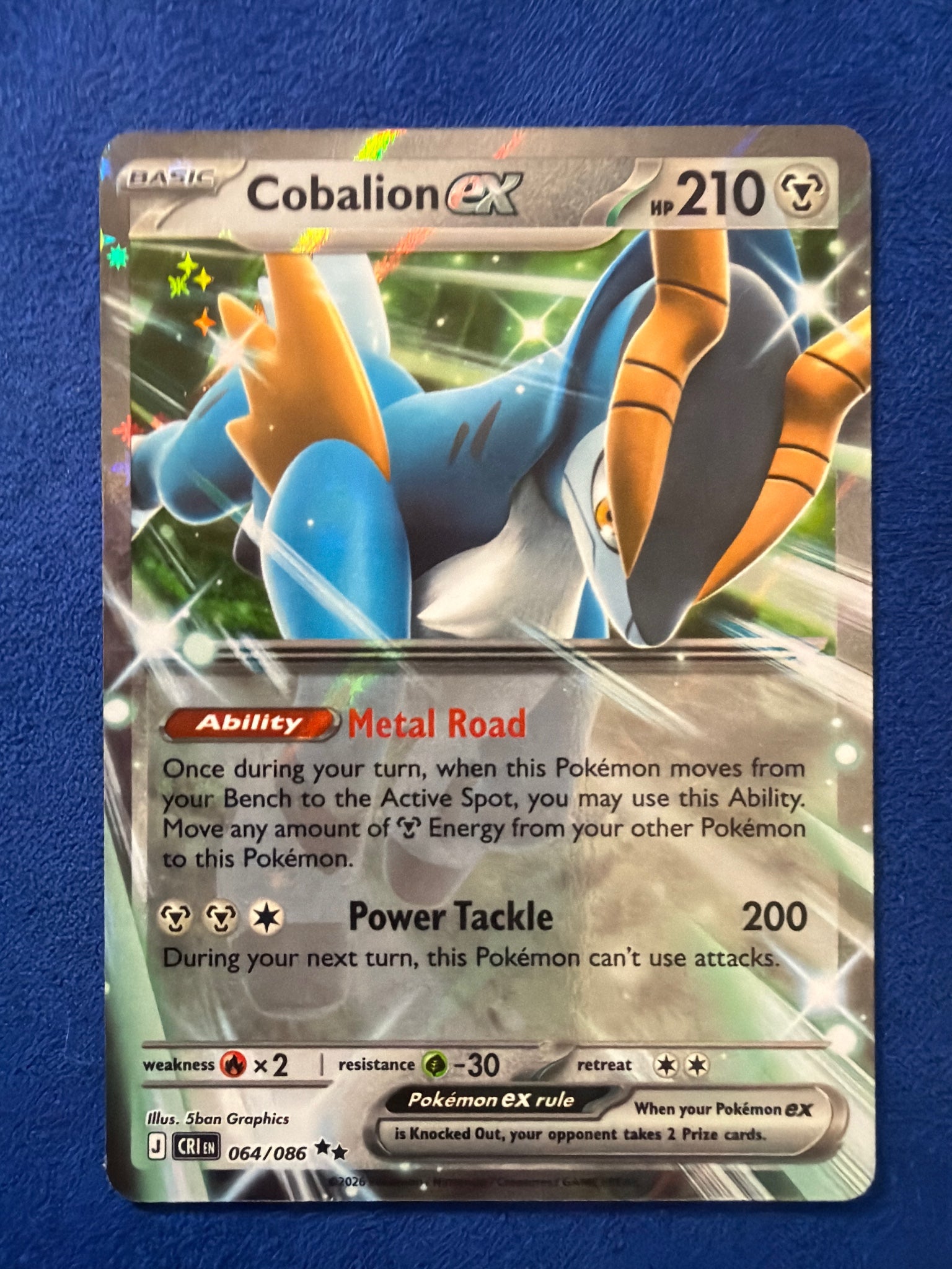 Cobalion ex 064/086 ME04: Chaos Rising - Pokémon Holo Ultra Rare NM