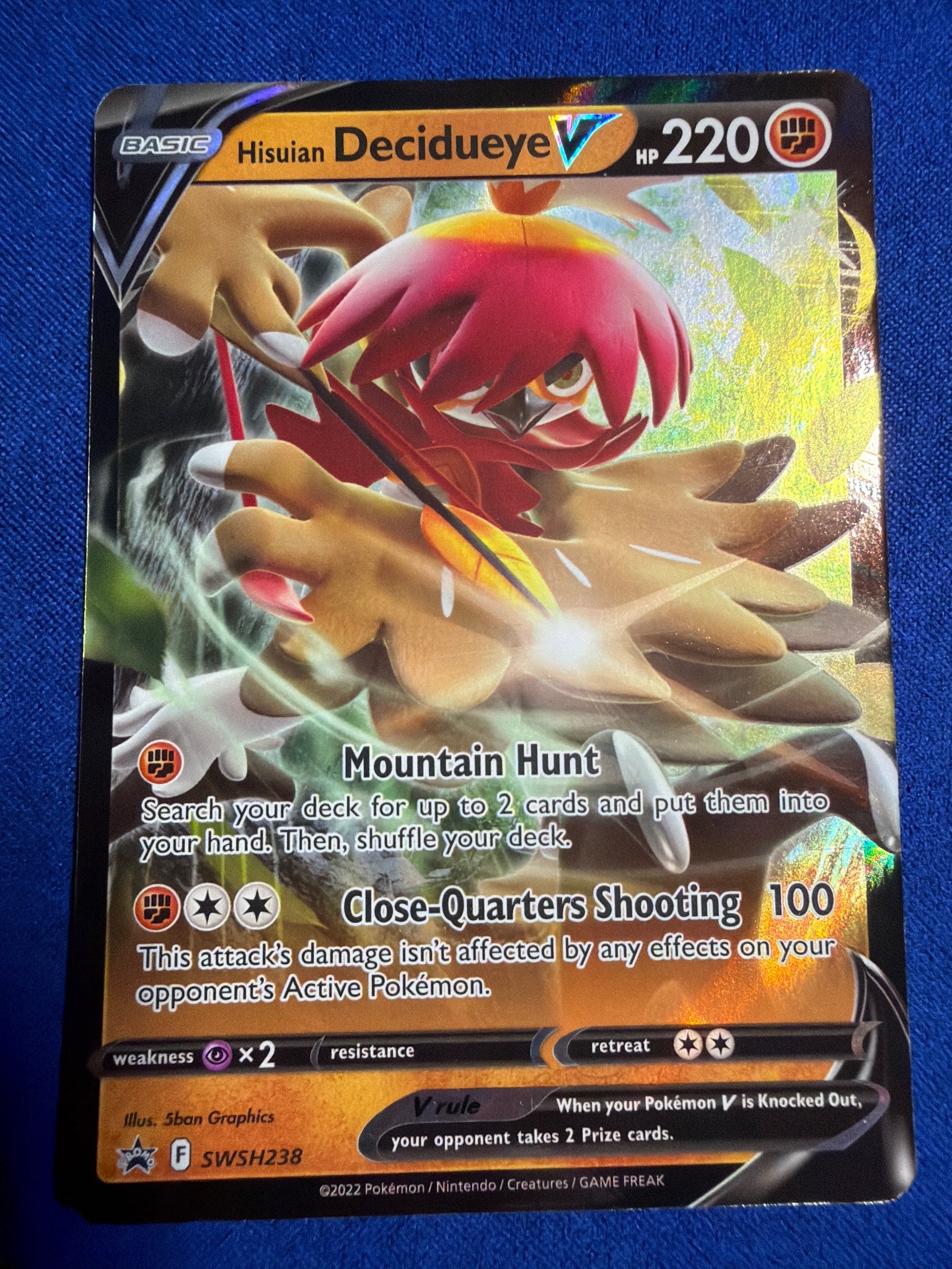 2022 Pokemon SWSH Black Star Promo Hisuian Decidueye V SWSH238 Holo Rare NM
