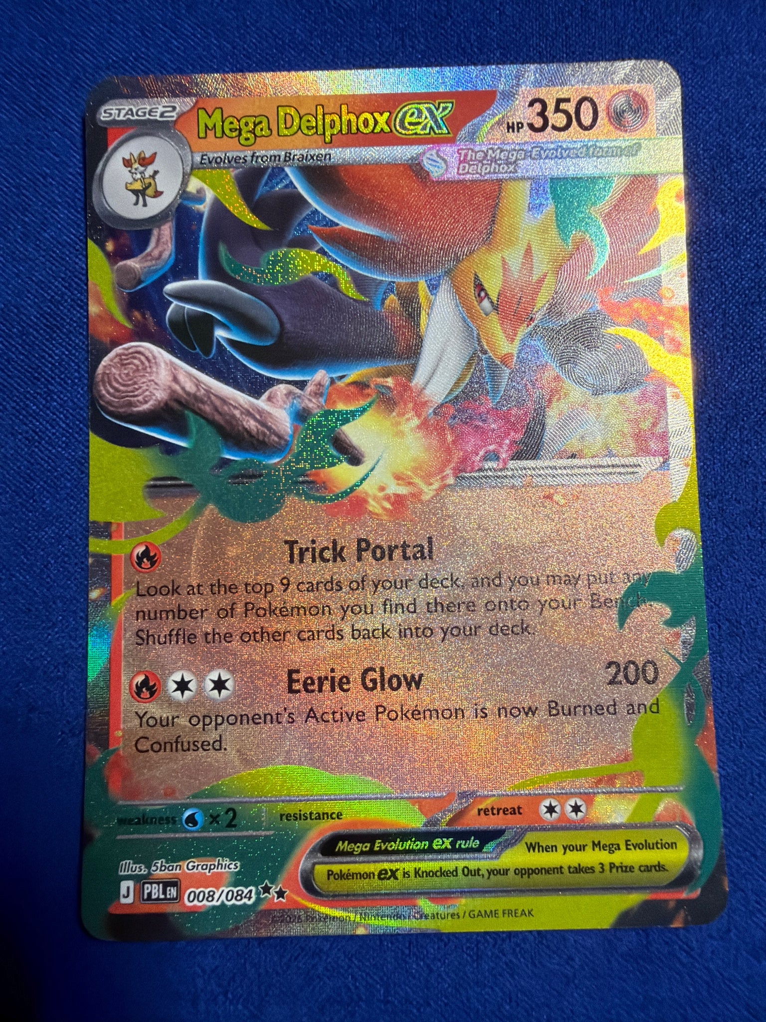 2026 Pokemon ME05 Pitch Black Mega Delphox ex #008/084 Double Rare Holo NM
