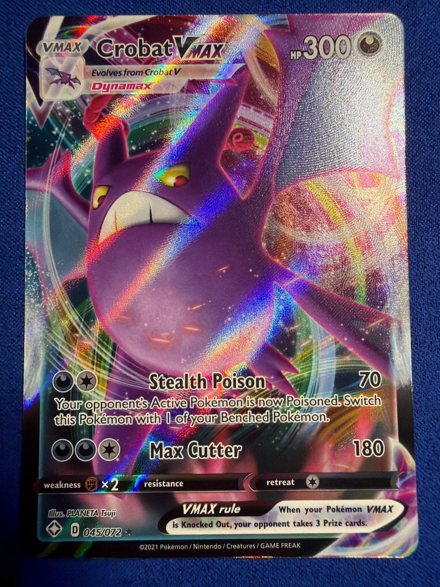 2021 Pokemon Shining Fates Crobat VMAX #045/072 Ultra Rare Holo Card NM