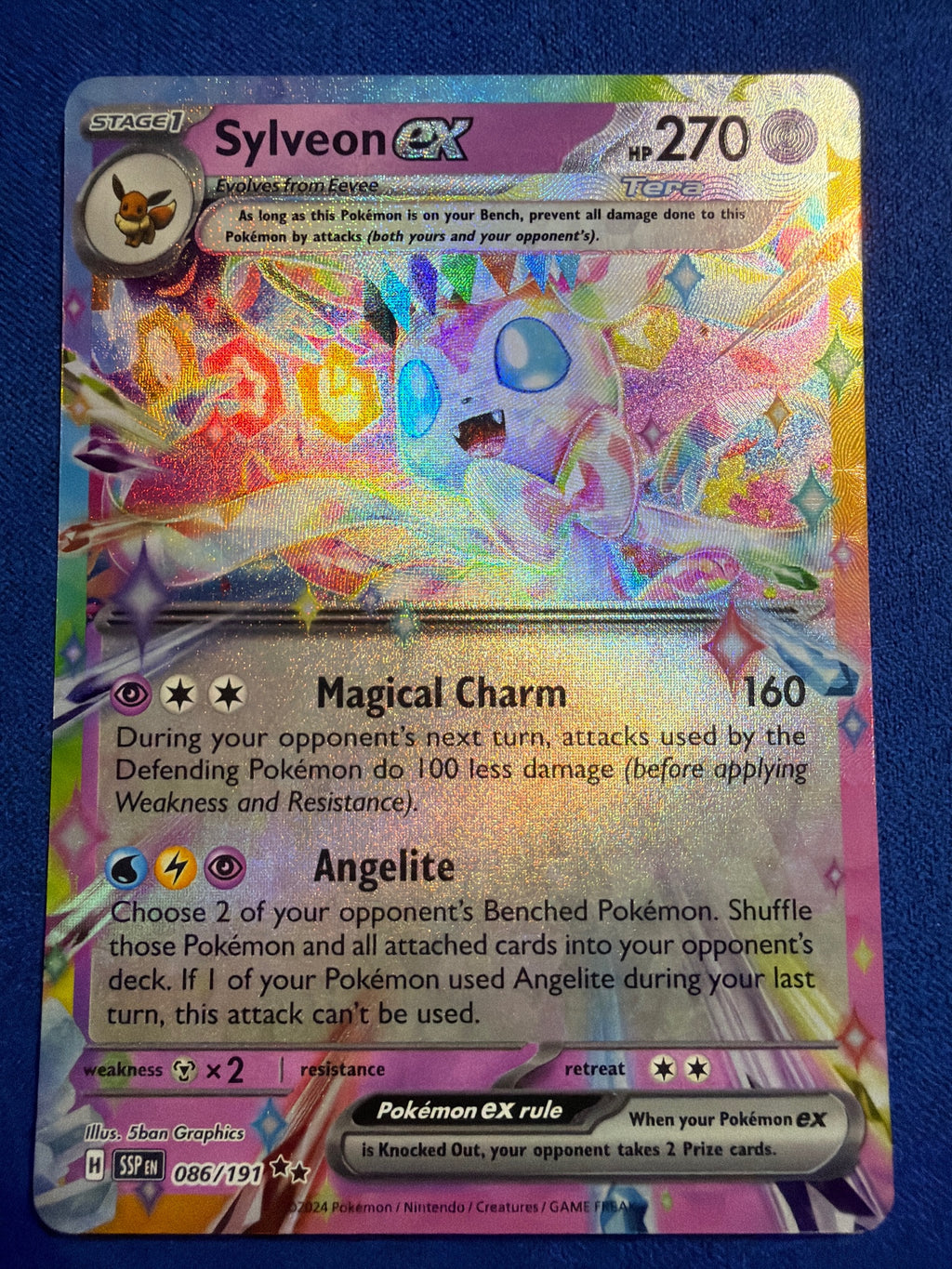 SV08: Surging Sparks #086/191 Sylveon ex Holo Pokemon Card NM
