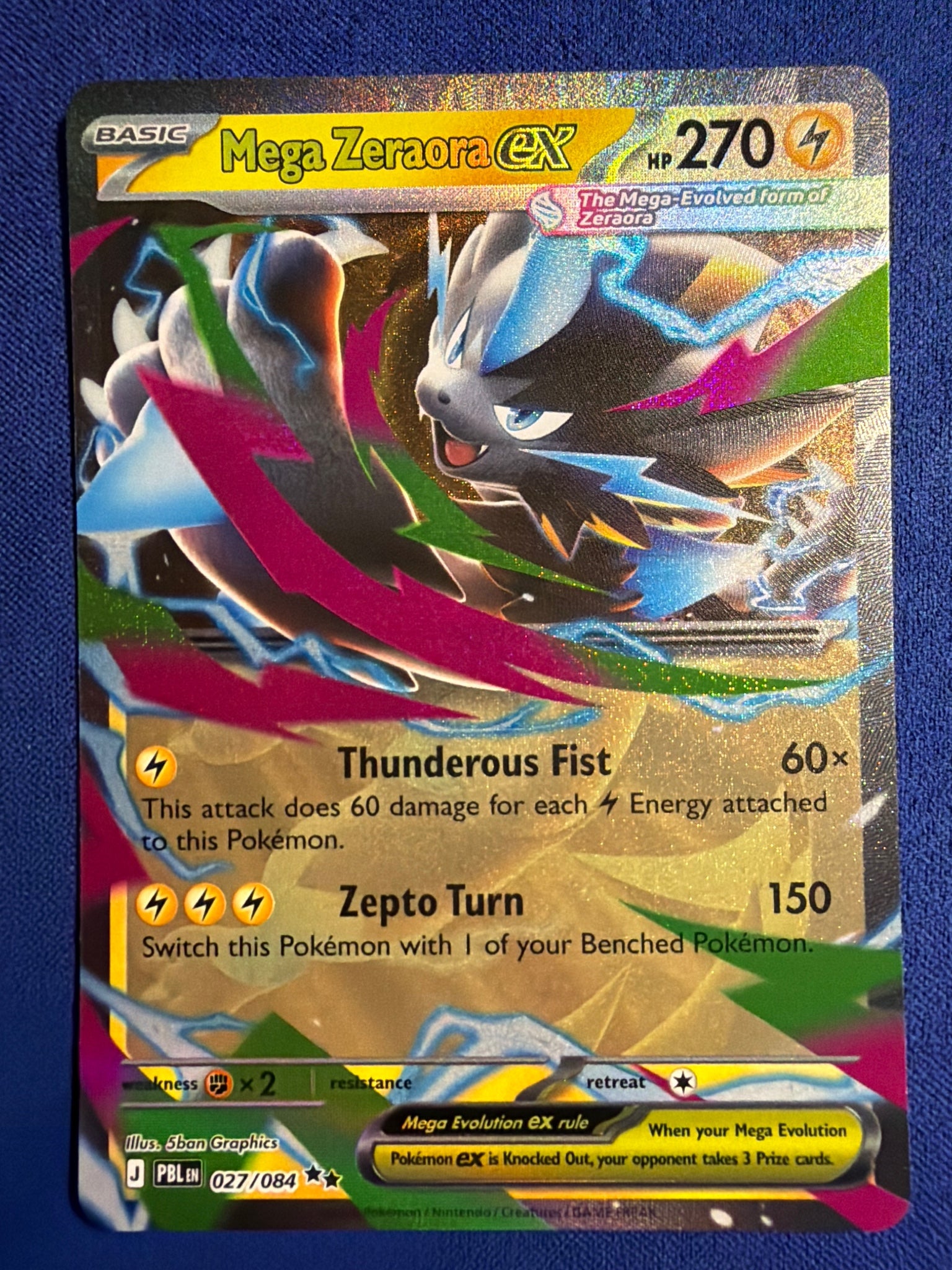 Mega Zeraora ex 027/084 - ME05: Pitch Black - Holo Rare Pokemon Card NM