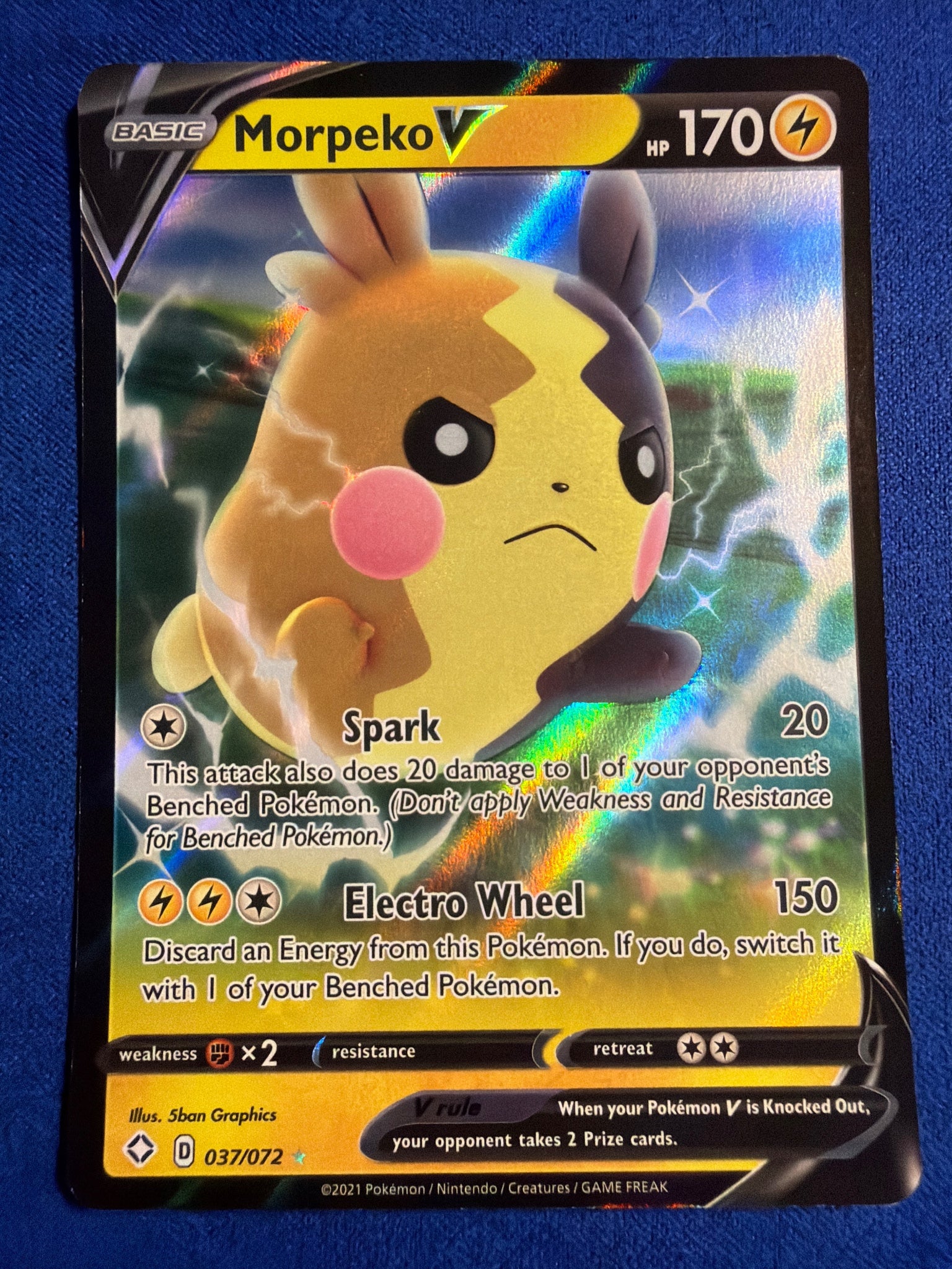 Pokemon Morpeko V 037/072 Shining Fates Ultra Rare Holo NM