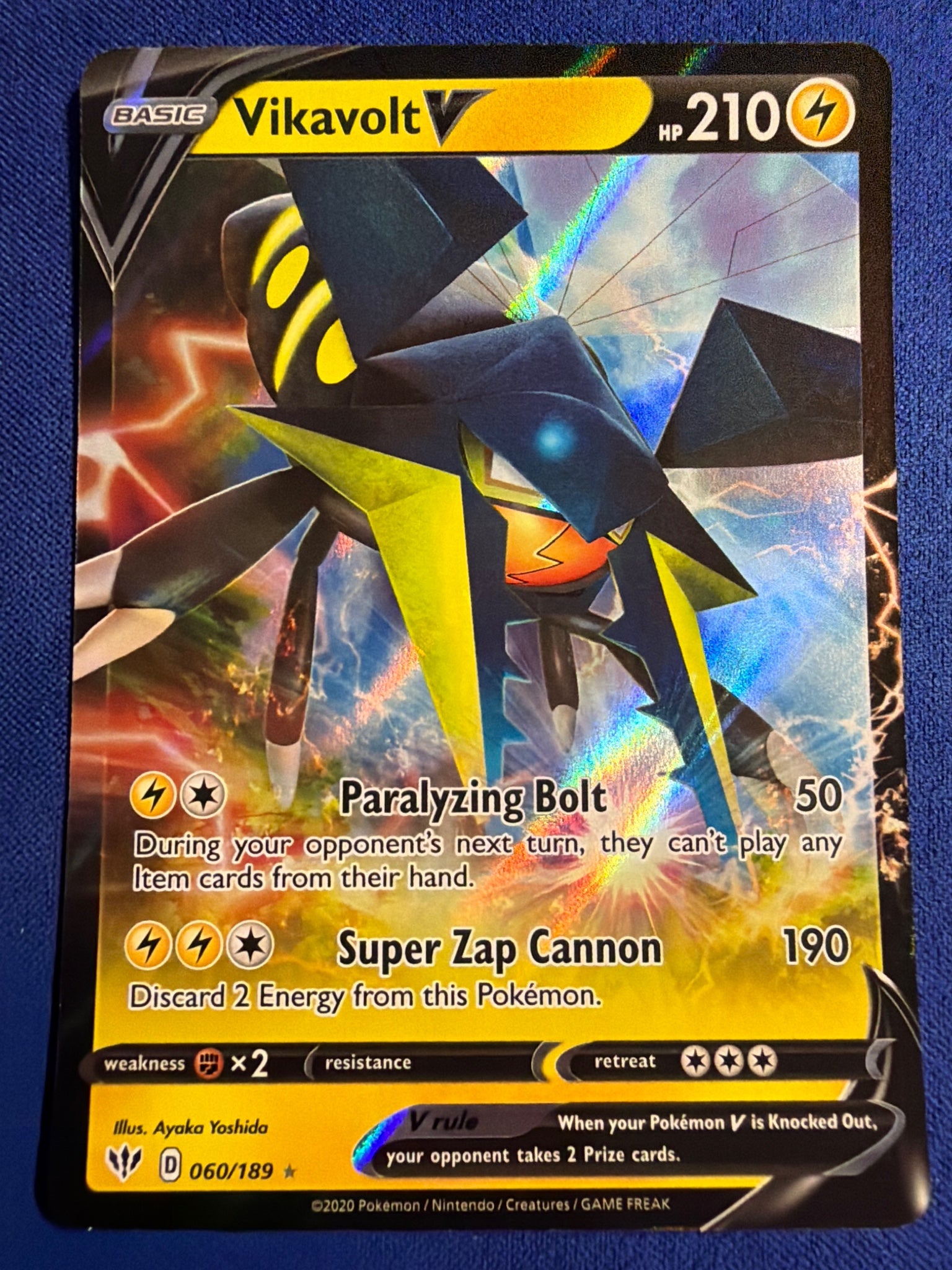 Vikavolt V 060/189 - SWSH03: Darkness Ablaze - Ultra Rare Holo Pokemon Card NM