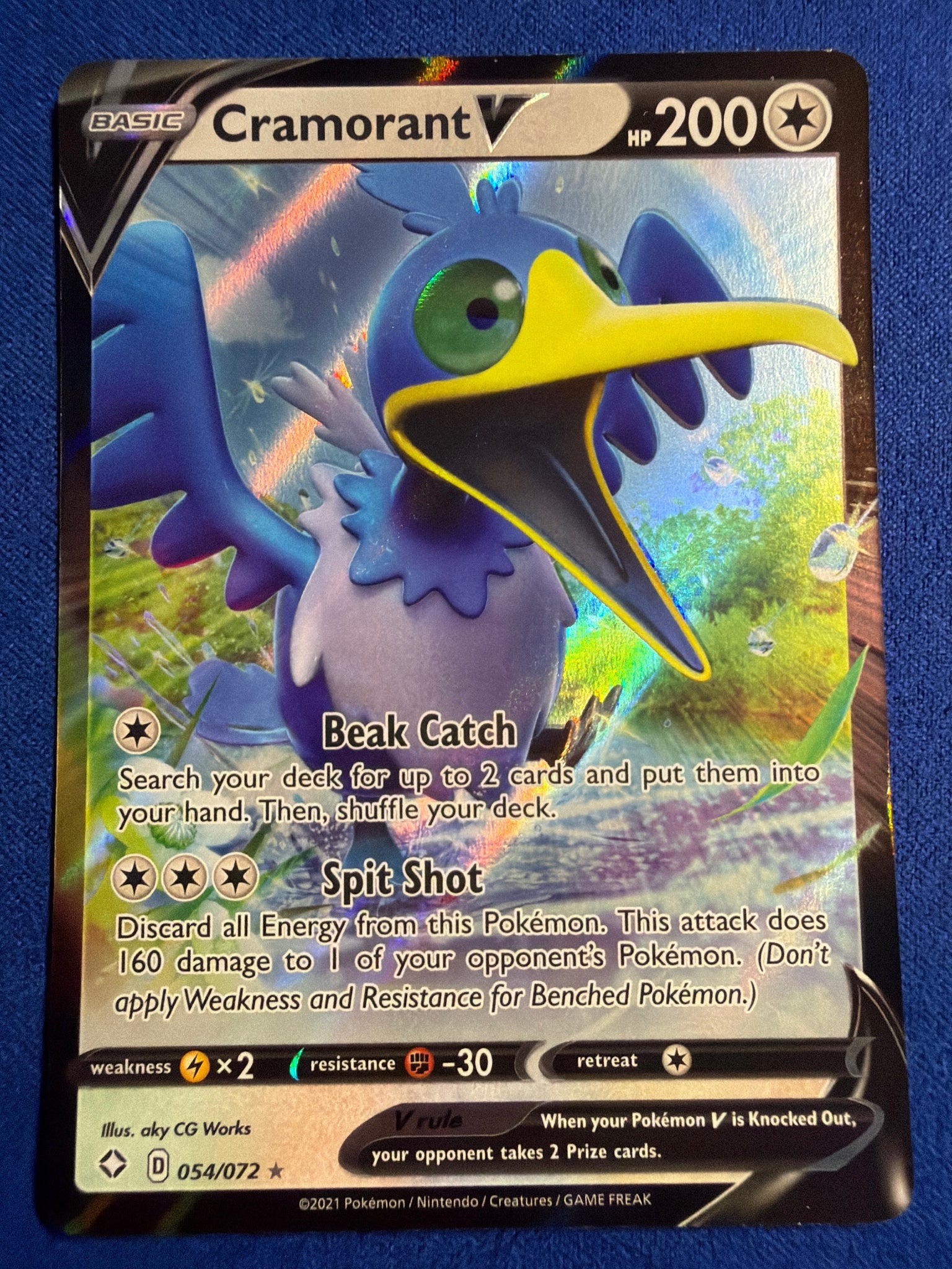 Pokemon Cramorant V #054/072 Holo Ultra Rare Shining Fates TCG NM