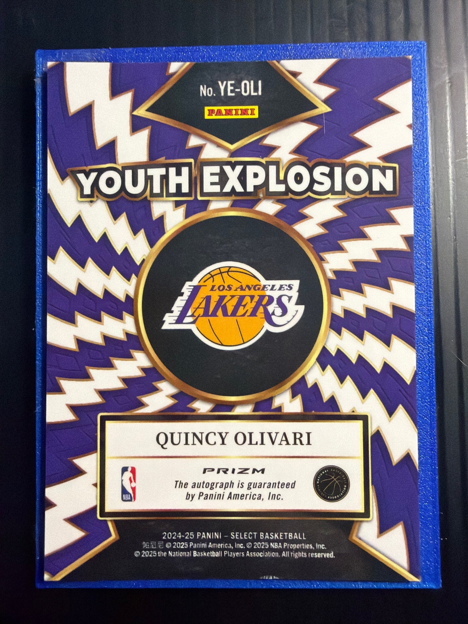 2024-25 Panini Select Quincy Olivari #YE-OLI Youth Explosion Auto RC Lakers