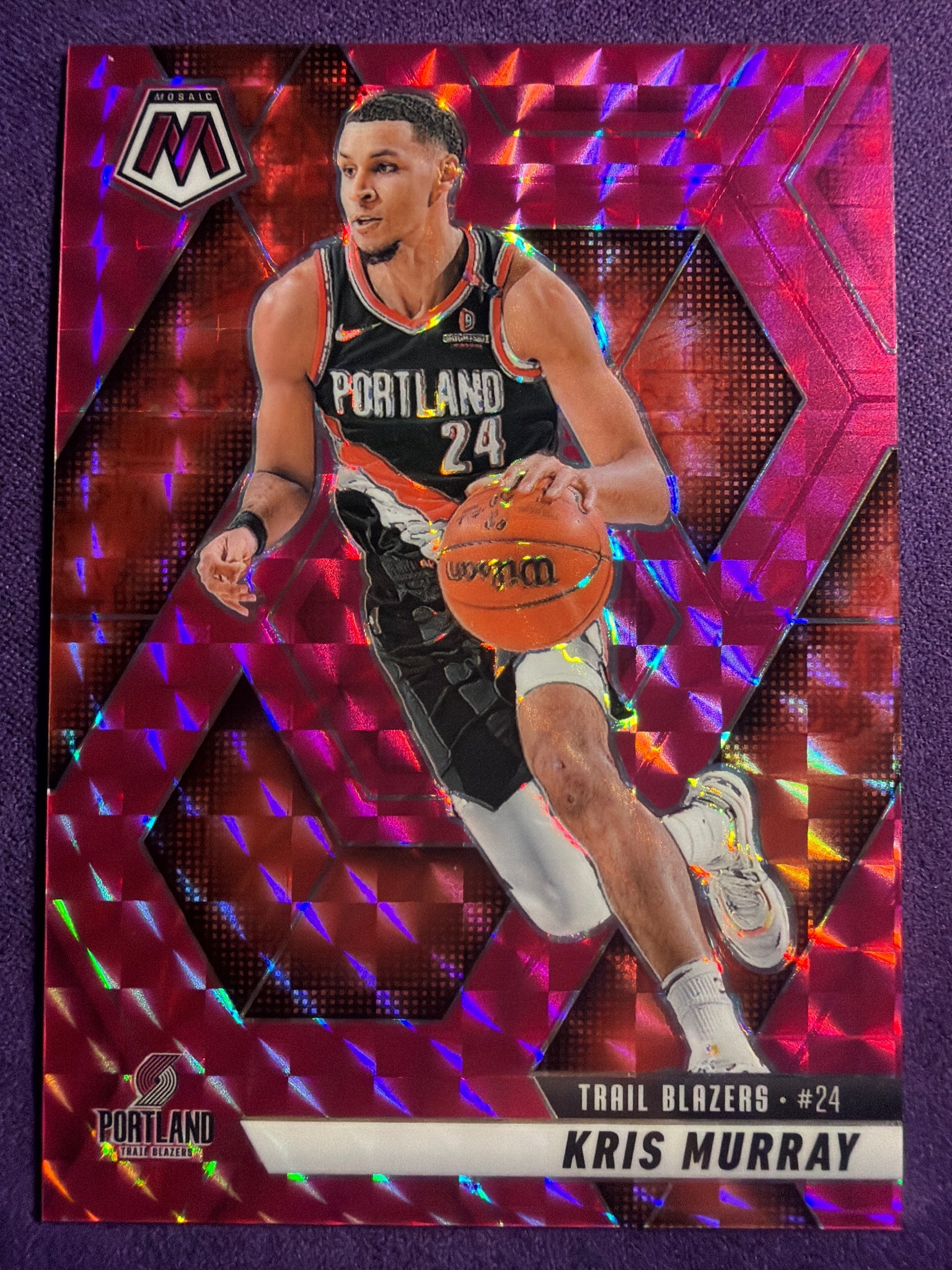 2024-25 Panini Mosaic Kris Murray Pink Mosaic Prizm /175 #146 Trail Blazers