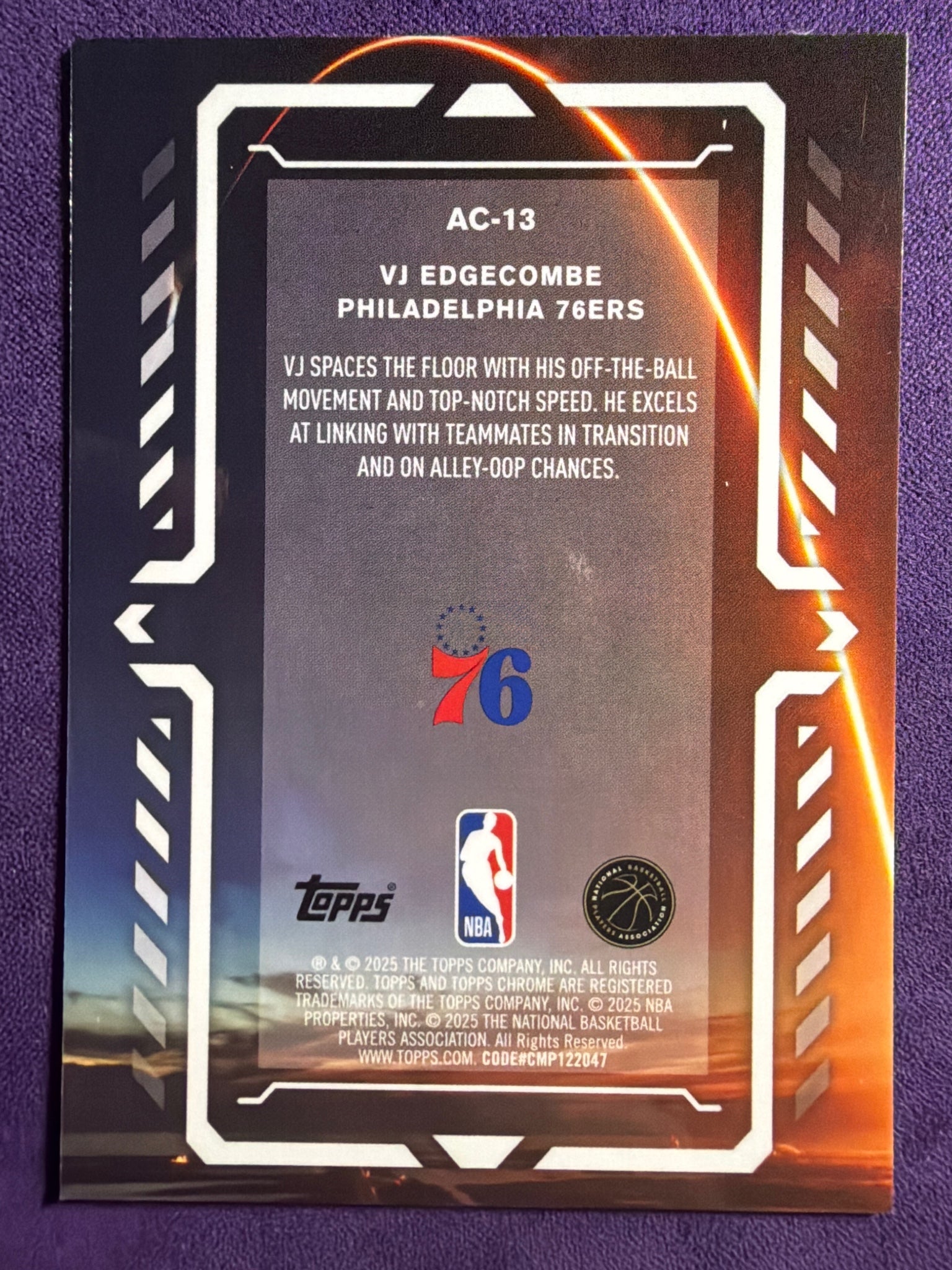 2025-26 Topps Chrome VJ Edgecombe Activators #AC-13 76ers Insert