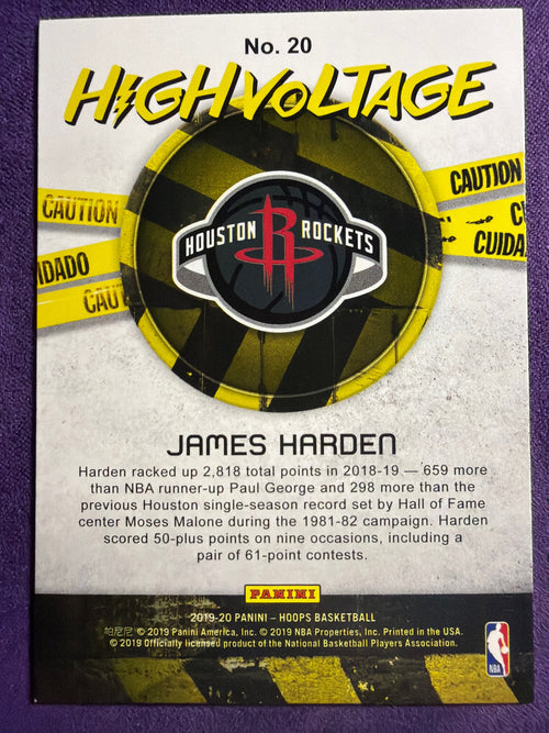 2019-20 NBA Hoops James Harden High Voltage #20 Houston Rockets Inse