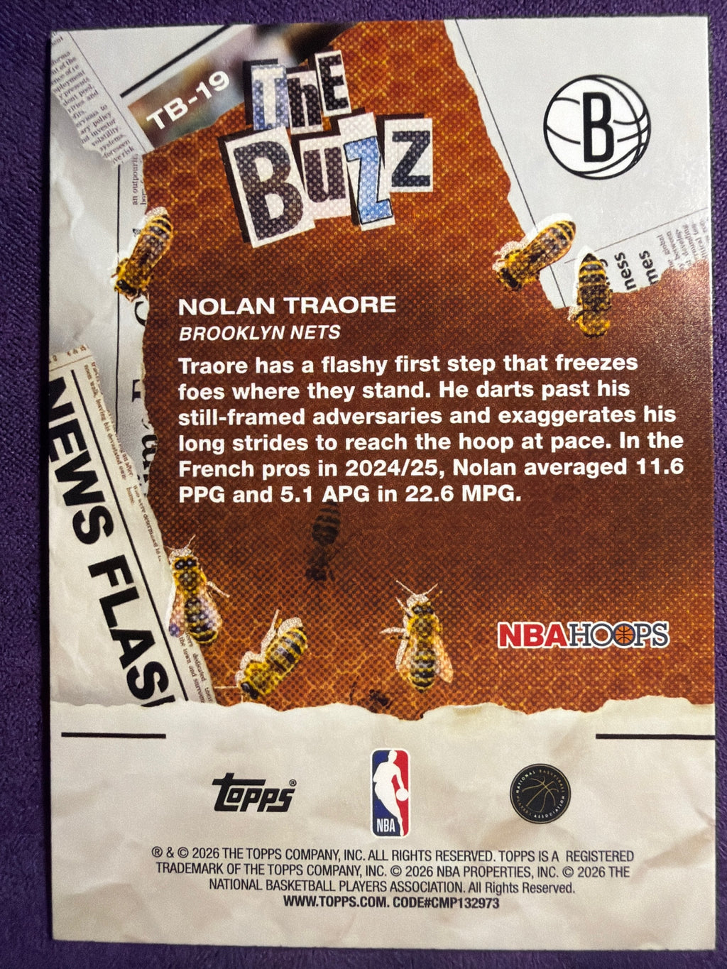 2025-26 Hoops Nolan Traore The Buzz RC #TB-19 Brooklyn Nets Rookie Insert