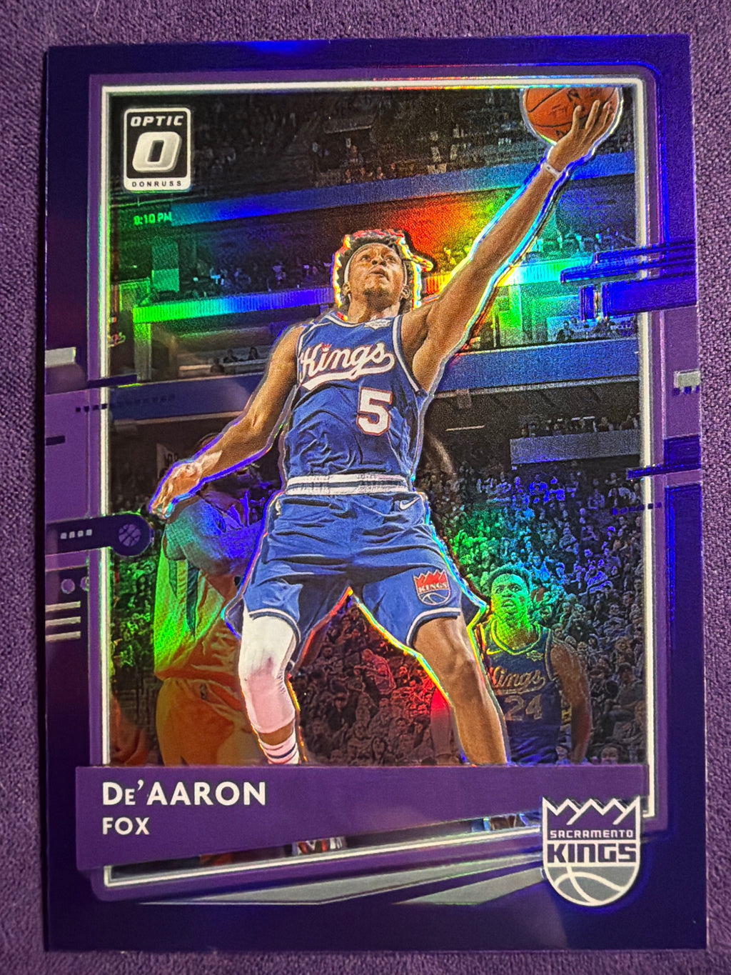 2020-21 Donruss Optic De'Aaron Fox Purple Prizm #23 Kings