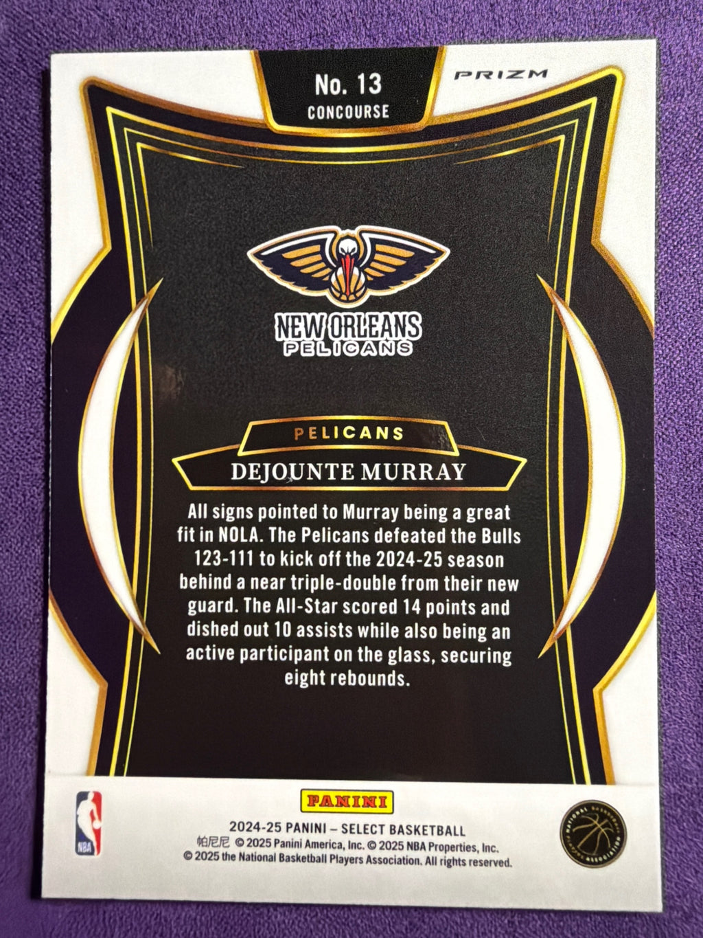 2024-25 Panini Select Dejounte Murray Orange Flash Prizm #13 Pelicans