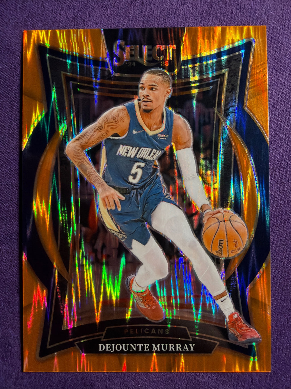 2024-25 Panini Select Dejounte Murray Orange Flash Prizm #13 Pelicans