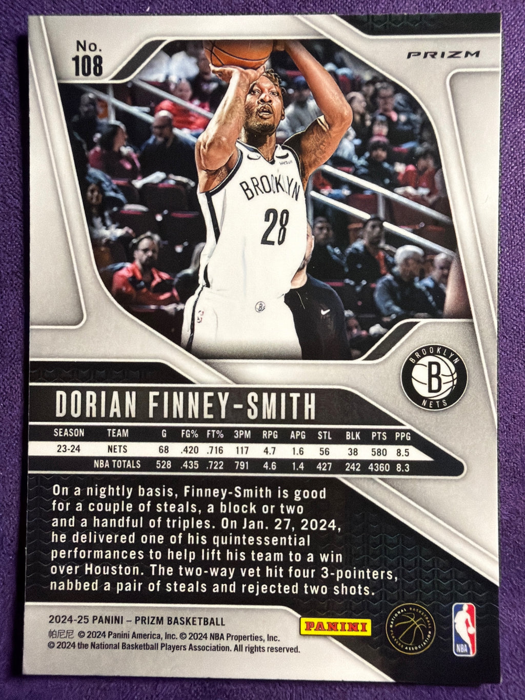 2024-25 Panini Prizm Dorian Finney-Smith Ruby Wave Prizm #108 Nets