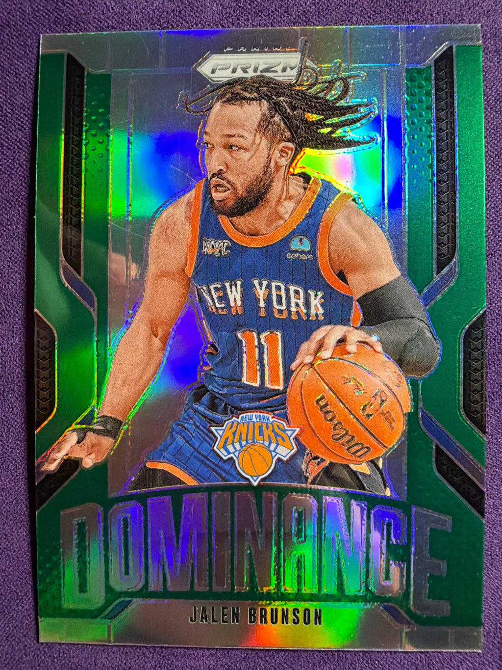 2024-25 Panini Prizm Jalen Brunson Dominance Green Prizm #17 Knicks Parallel