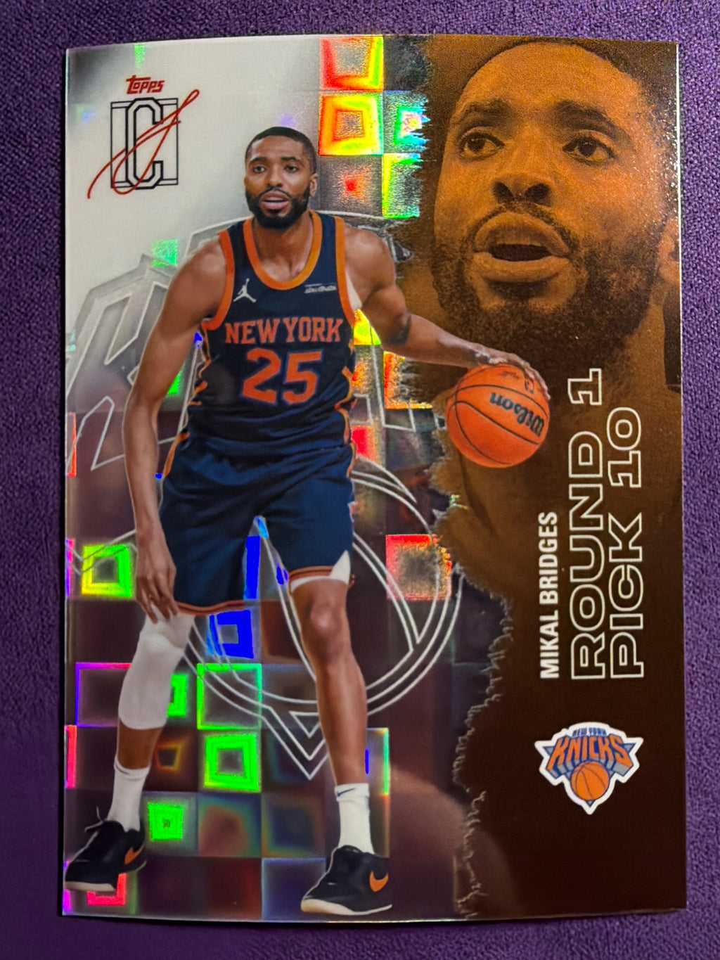 2025-26 Topps Signature Class Mikal Bridges Chrome Pandora Refractor #84 Knicks