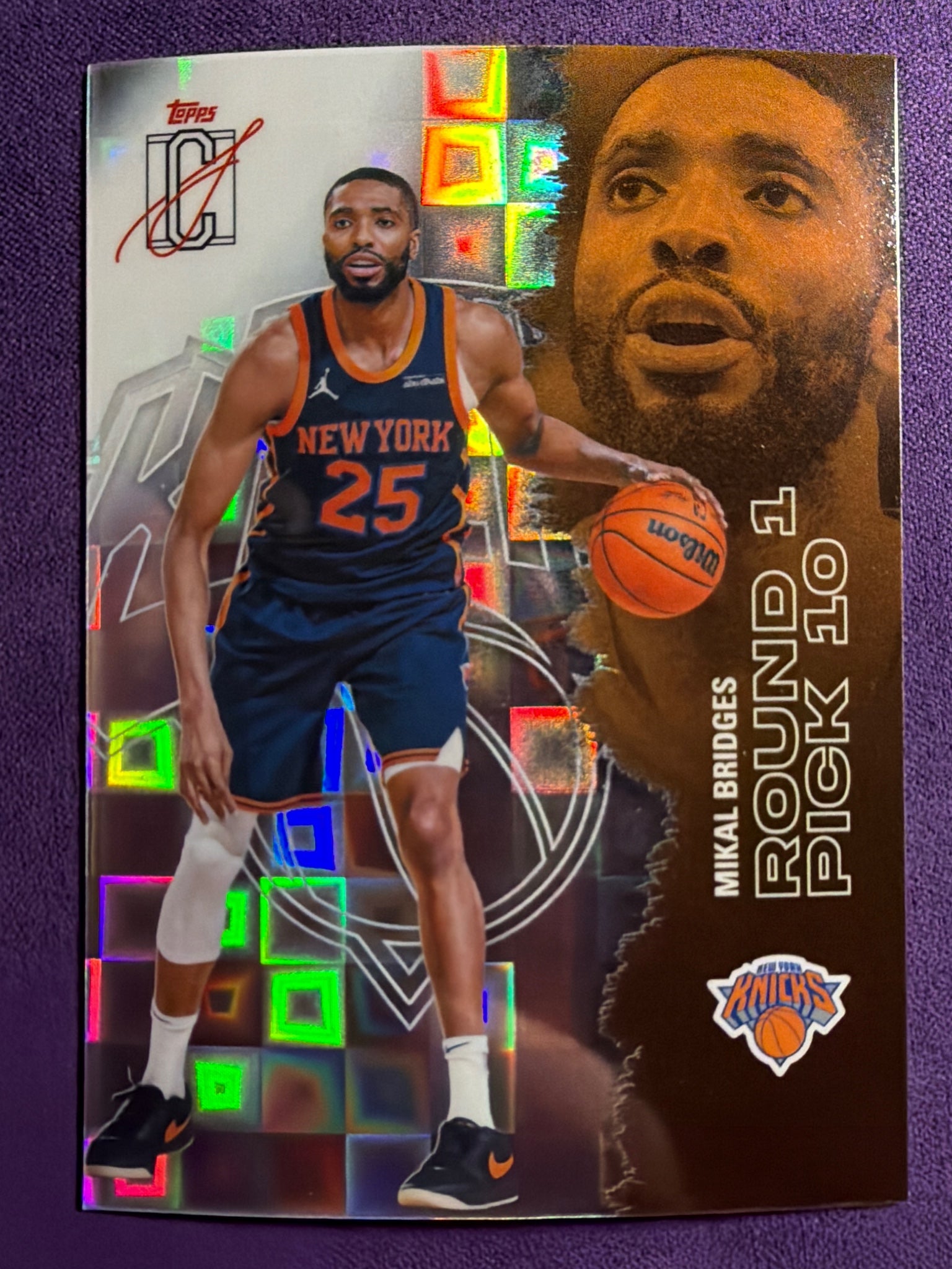 2025-26 Topps Signature Class Mikal Bridges Chrome Pandora Refractor #84 Knicks