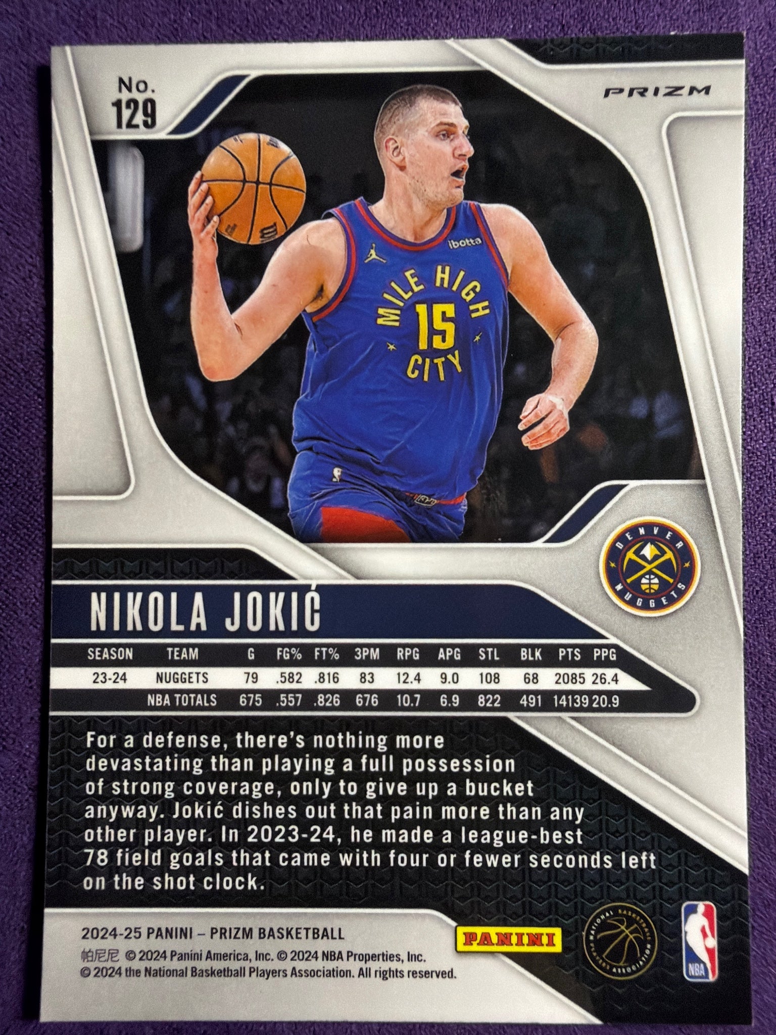 2024-25 Panini Prizm Nikola Jokic Orange Ice Prizm #129 Nuggets