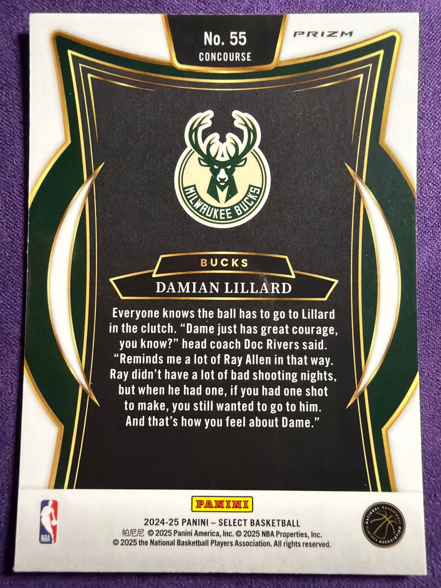 2024-25 Panini Select Damian Lillard Red Cracked Ice Prizm #55 Bucks