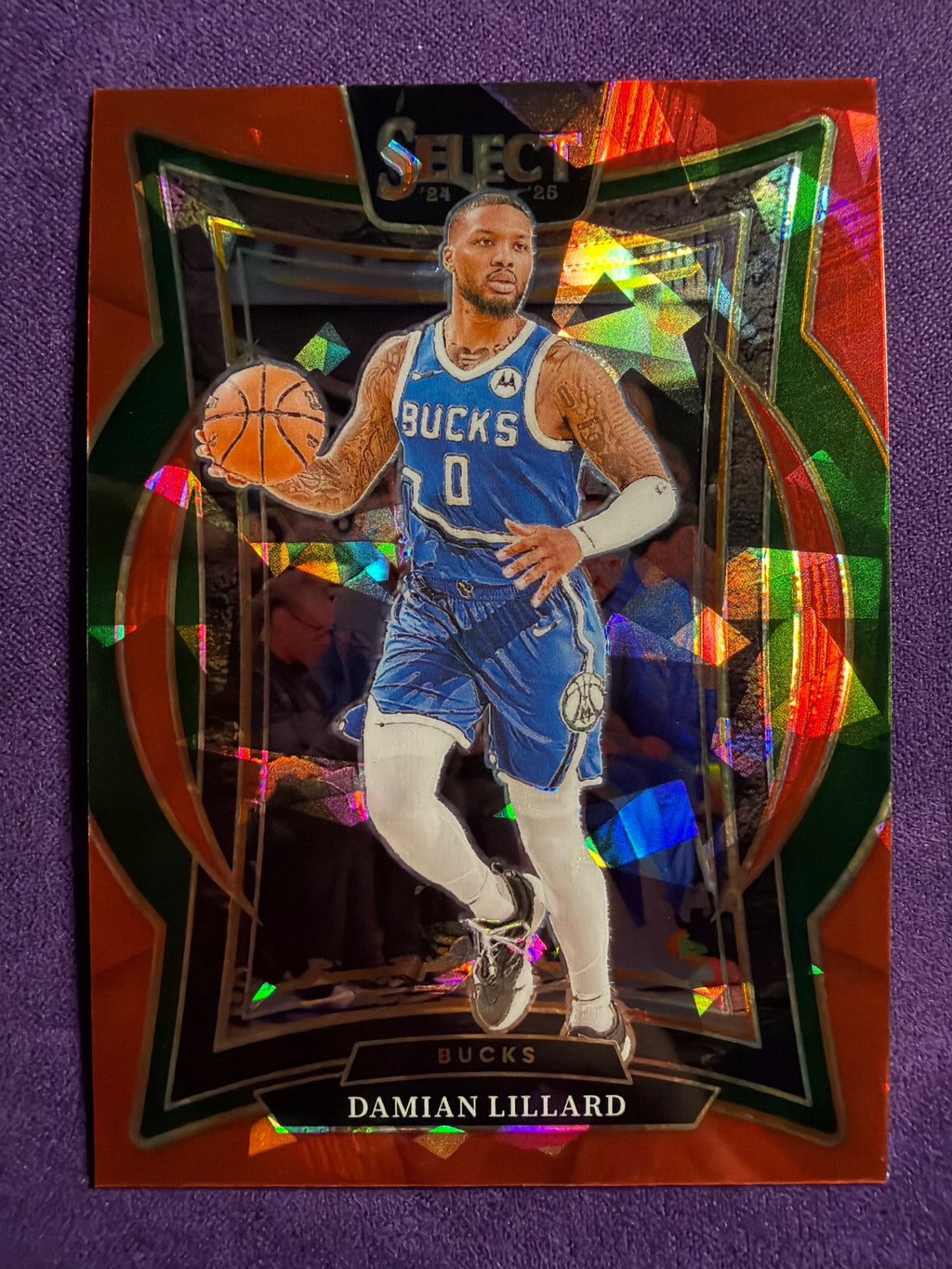 2024-25 Panini Select Damian Lillard Red Cracked Ice Prizm #55 Bucks