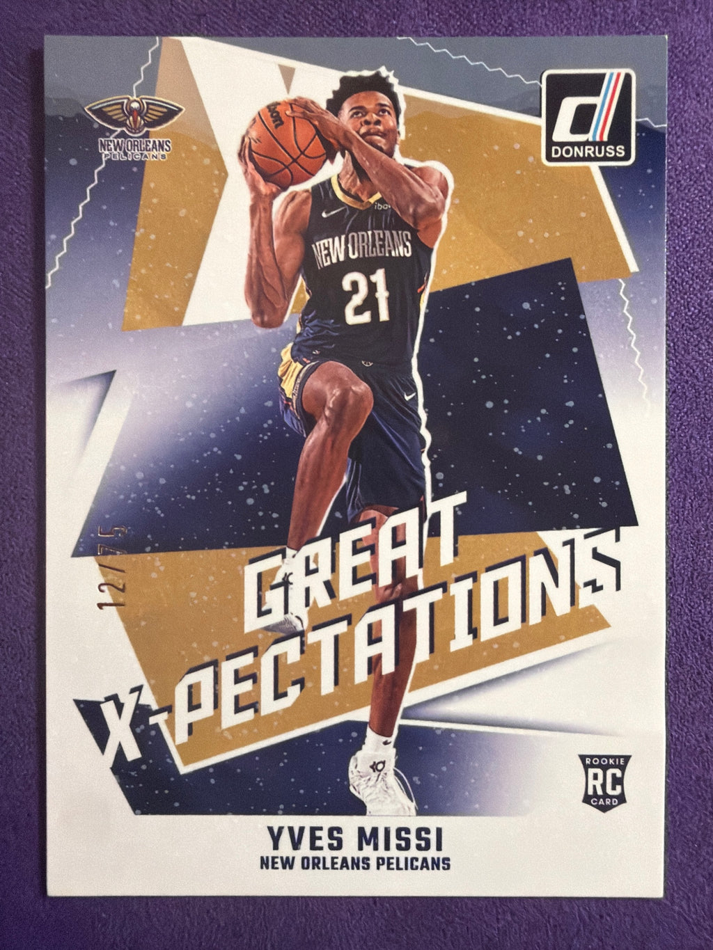 2024-25 Donruss Yves Missi Great X-Pectations Blue Winter #22 /75 Pelicans RC