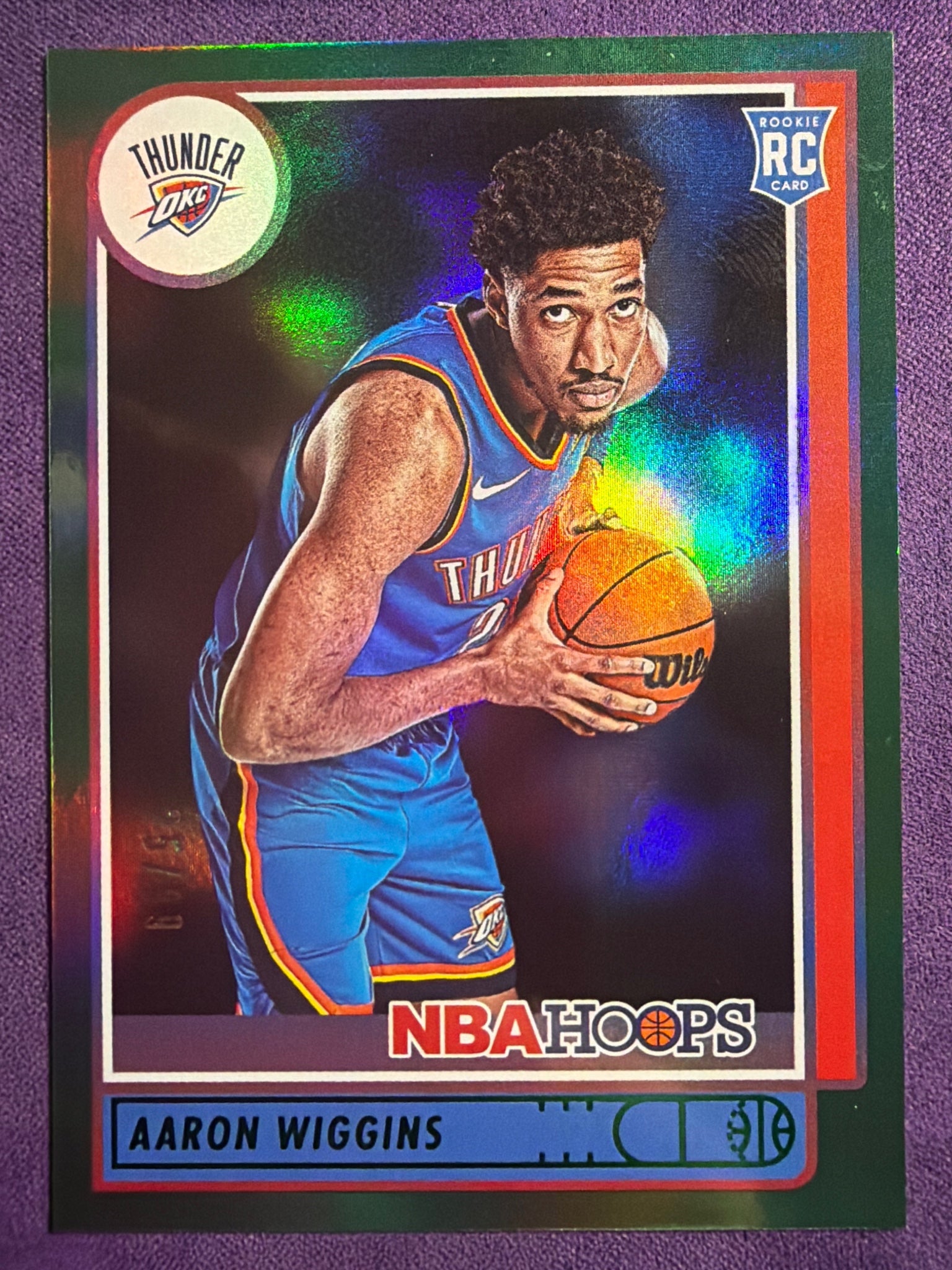 2021-22 NBA Hoops Aaron Wiggins Green Parallel #247 /99 OKC Thunder RC